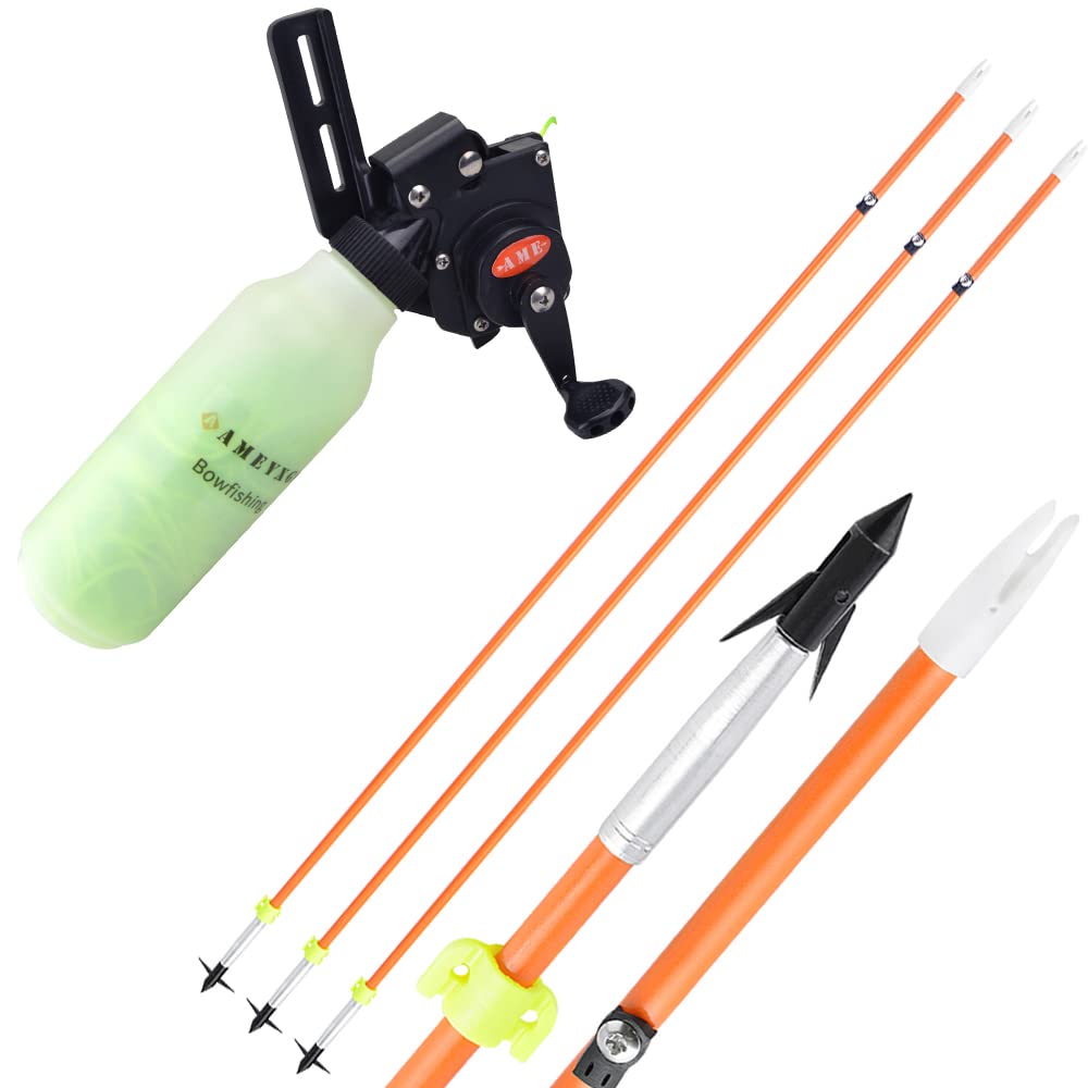 Premium Bowfishing Reel Spincast Reel with 40m Durable Fishing Line & Arrows Kit - Compatible with Compound & Recurve Bows - Ideal for Bowfishing, Hunting, and Outdoor Water Sports Adventures
