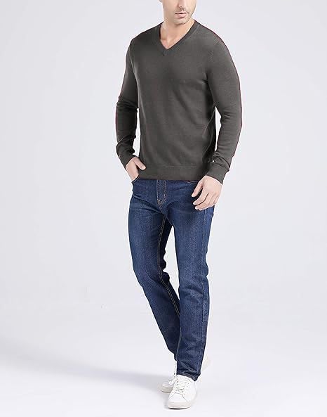 100% Cotton V-Neck Sweater for Men - Soft & Comfortable Pullover Black V-Neck Sweater - Casual & Business Wear - Perfect for Office, Dating & Everyday Outfits