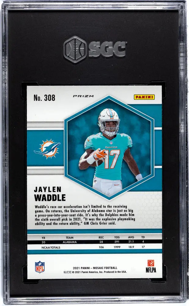 2021 Panini Mosaic Jaylen Waddle NFL Rookie Card - Orange Reactive Prizm SGC 10 Gem Mint - Perfect for Football Card Collectors & Sports Memorabilia Enthusiasts