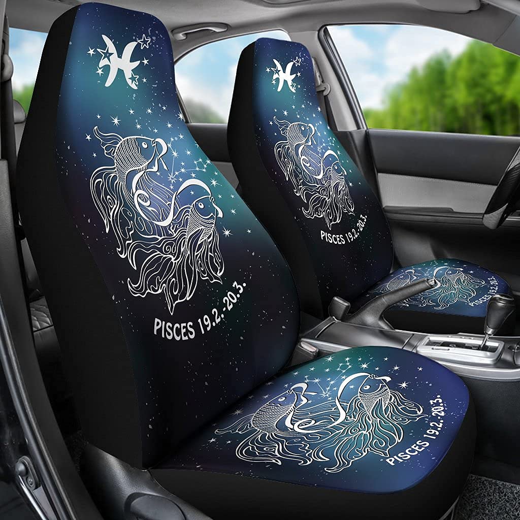 Pisces Zodiac Car Seat Covers Set of 2 - Custom Car Seat Protectors for Front Seats - Perfect for Astrology Enthusiasts and Car Interior Protection