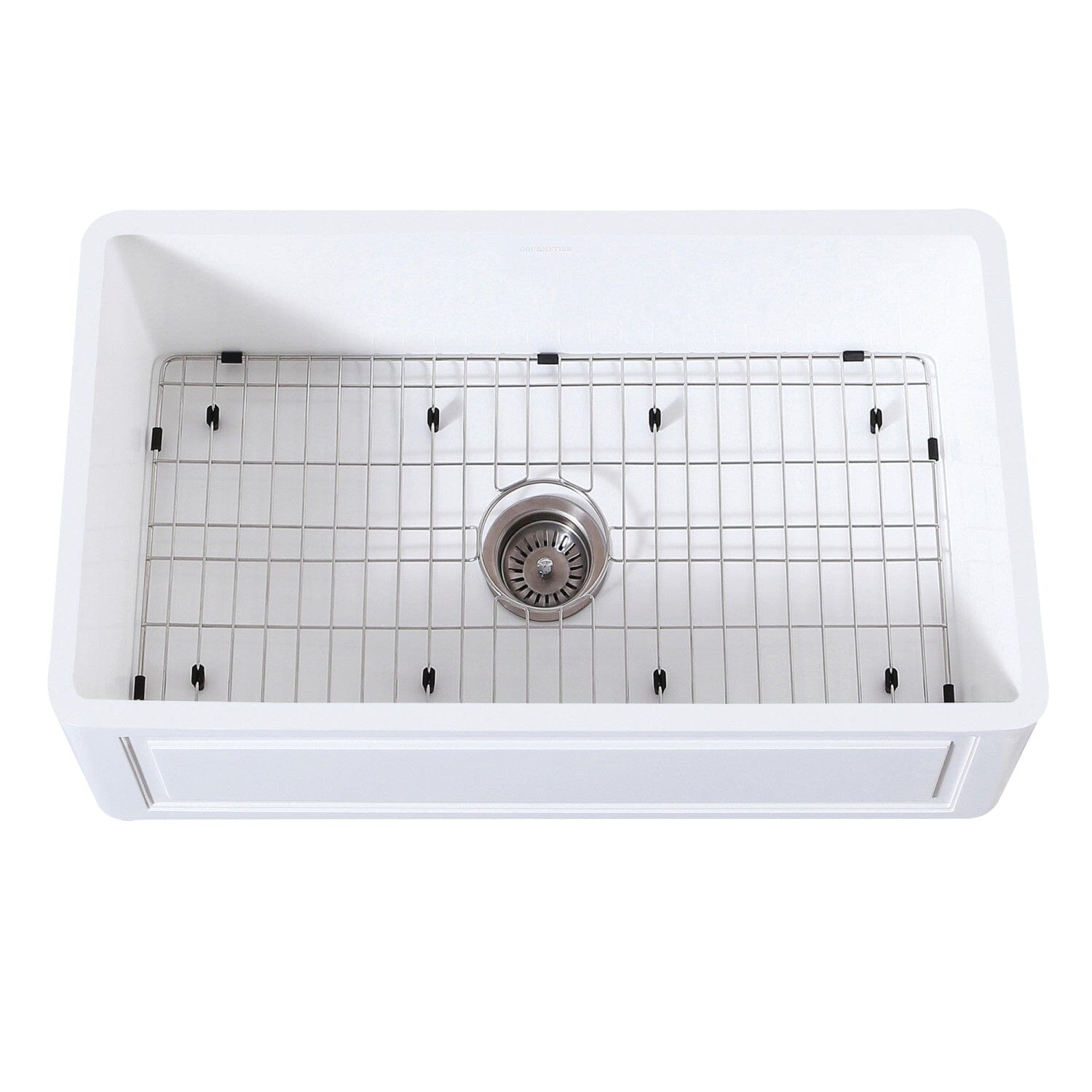 Arcticstone 33 Inch White Farmhouse Kitchen Sink - Solid Surface Apron Front Single Bowl with Strainer & Grid - Perfect for Modern Farmhouse, Rustic & Country Style Kitchens