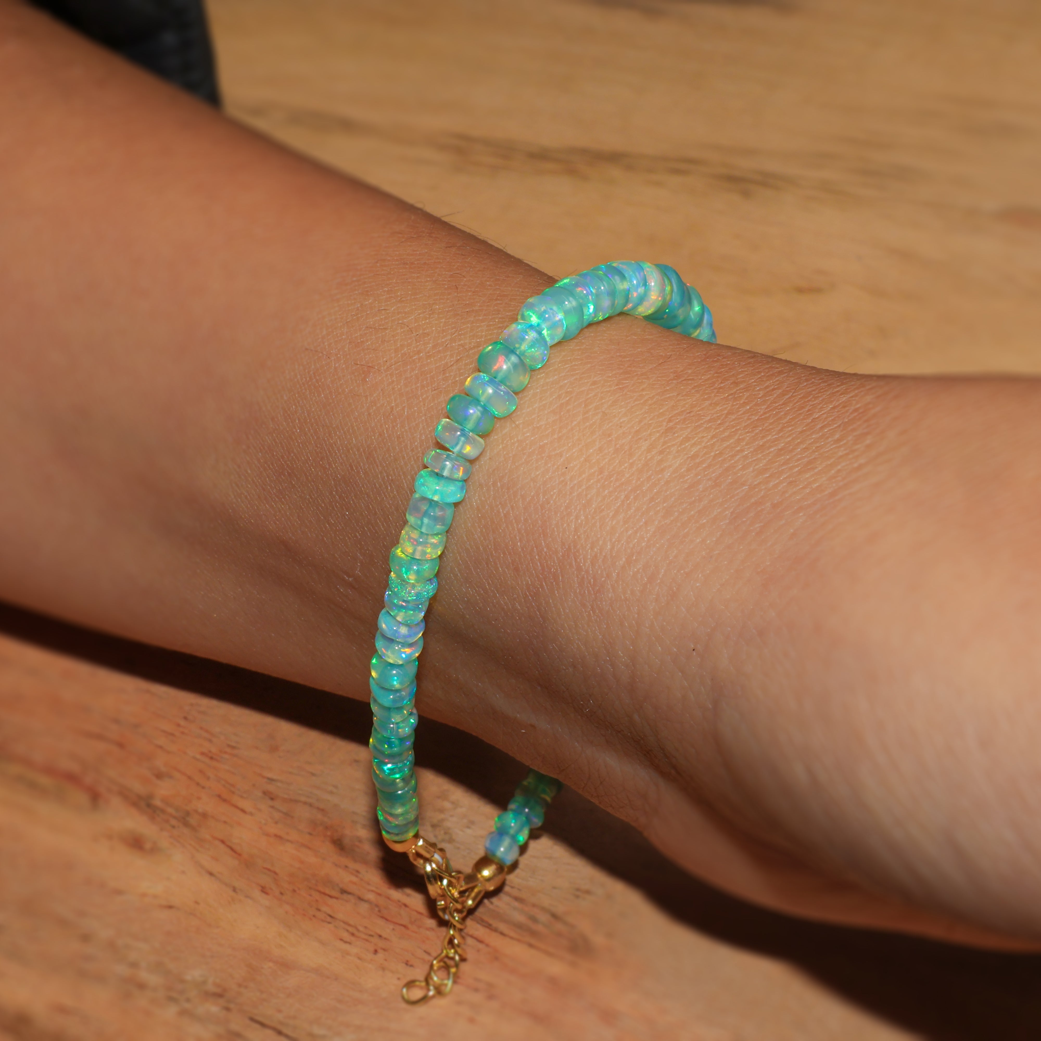 Natural Green Opal 4-5mm Plain Beaded Handmade Bracelet for Women | Boho Chic Jewelry Gift for Birthday, Wedding & Everyday Wear