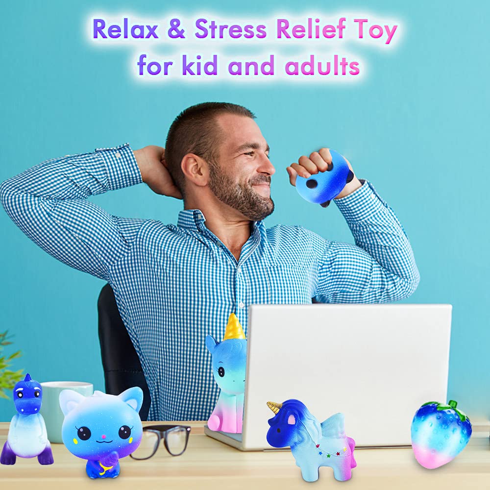 Galaxy Squishy Toys - 6 Pack Slow Rising Stress Relief for Kids & Adults - Party Favors & Classroom Prizes