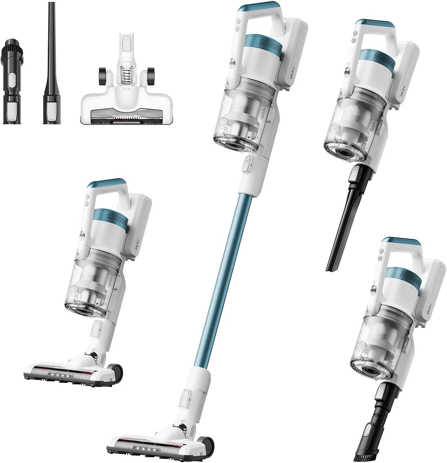 EUREKA RapidClean Pro Cordless Vacuum Cleaner for Hard Floors - Lightweight Stick Vacuum with LED Headlights, 2-in-1 Handheld & Stick Vacuum, Powerful Suction, Blue (NEC280TLC) - Perfect for Pet Hair, Hardwood Floors & Quick Cleanups