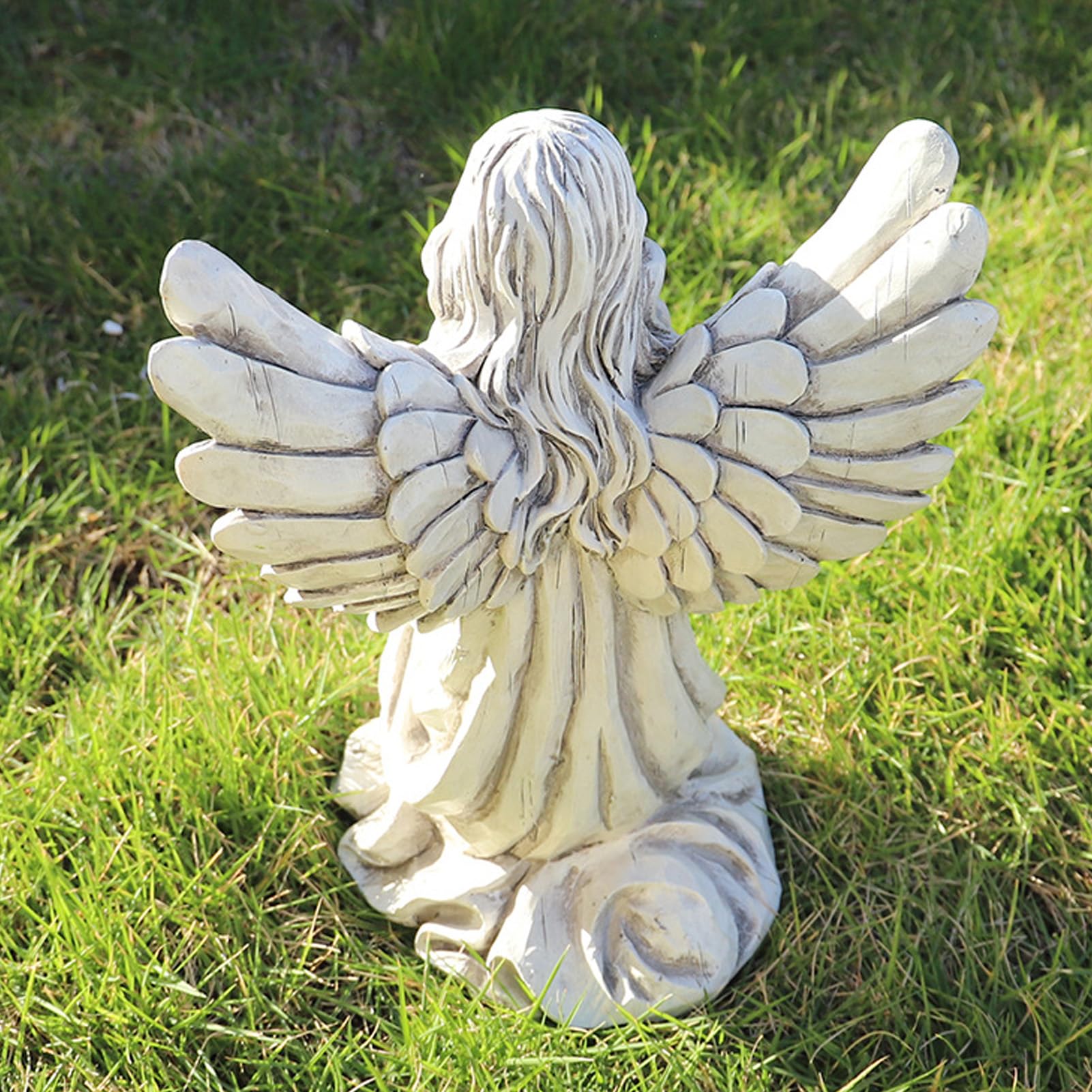 Graceful Angel Garden Statue for Memorial & Grave Decor - Religious Remembrance & Redemption Outdoor Ornament - Perfect for Cemetery, Backyard, and Garden Memorial Stones