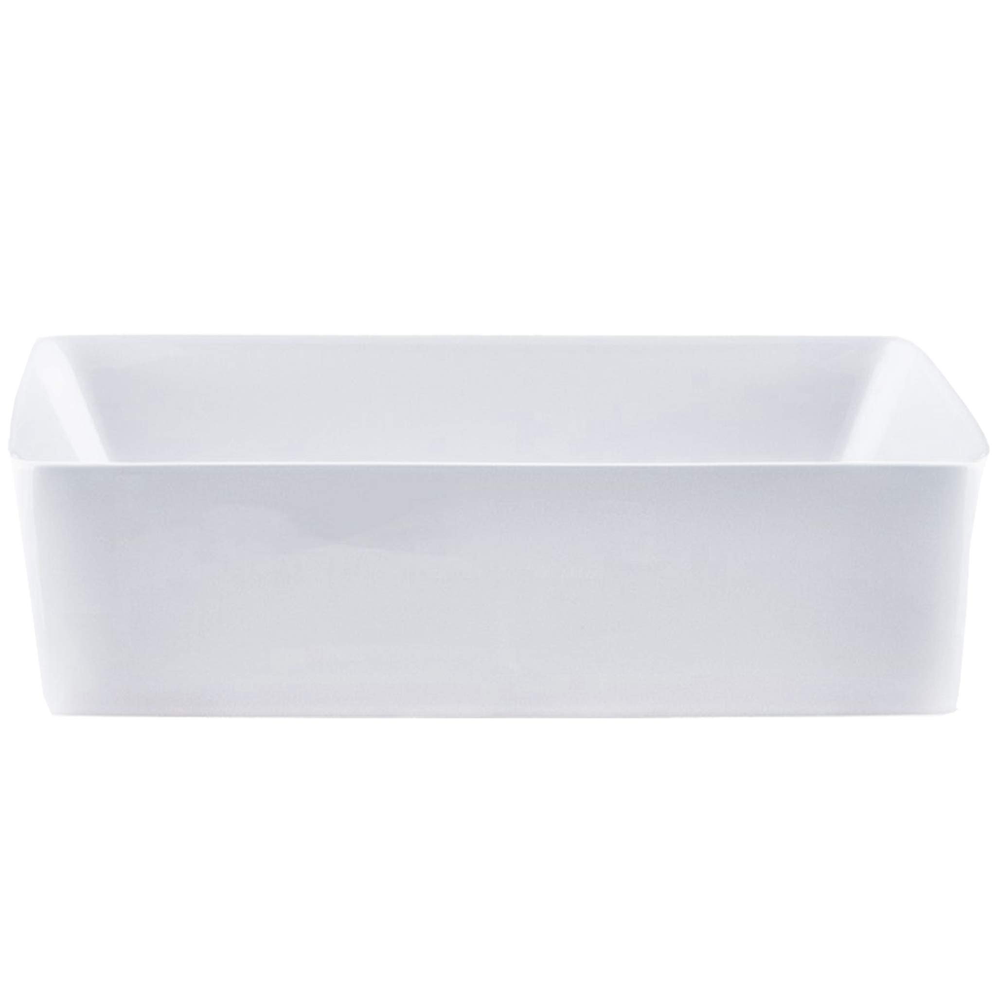 Novatto Modern Rectangular White Porcelain Bathroom Vessel Sink with Chrome Drain Set - Perfect for Contemporary Vanity, Powder Room, and Guest Bathroom Decor