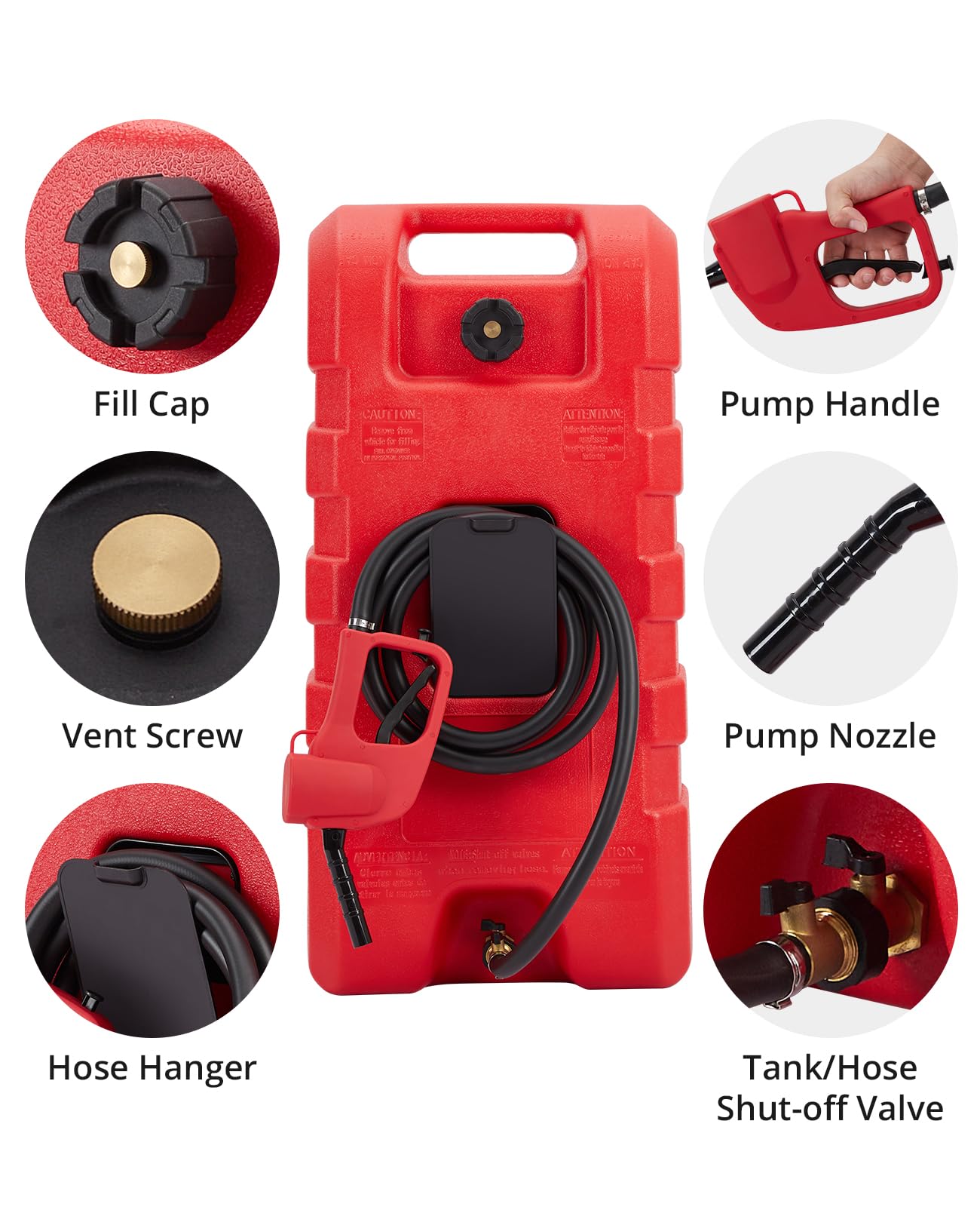15 Gallon Portable Fuel Caddy with LE Fluid Transfer Pump & Wheels - Gasoline/Diesel Storage Tank for Emergency Fuel Supply, Construction Sites, Farm Equipment & Off-Road Vehicles