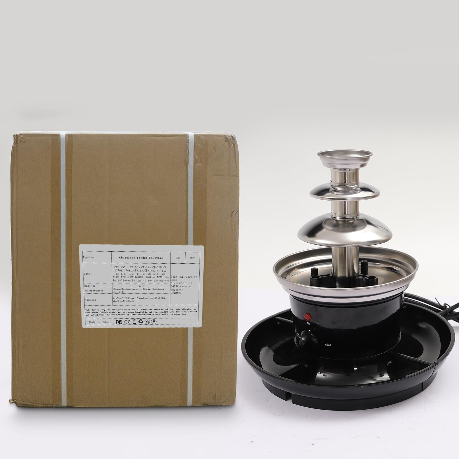 1lb Chocolate Fountain Machine - 3-Tier Stainless Steel Fondue Fountain with Fruit Plate & 40W Heater for Christmas, Birthday Parties, Weddings & Events (120V) - Perfect for Dessert Buffets, Catering & Home Entertaining