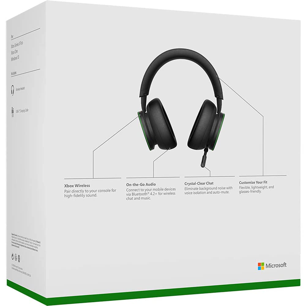 Microsoft TLL-00001 Xbox Wireless Bluetooth Gaming Headset (Black) with 1 Year CPS Enhanced Protection Pack - Perfect for Xbox Series X/S, PC & Mobile Gaming