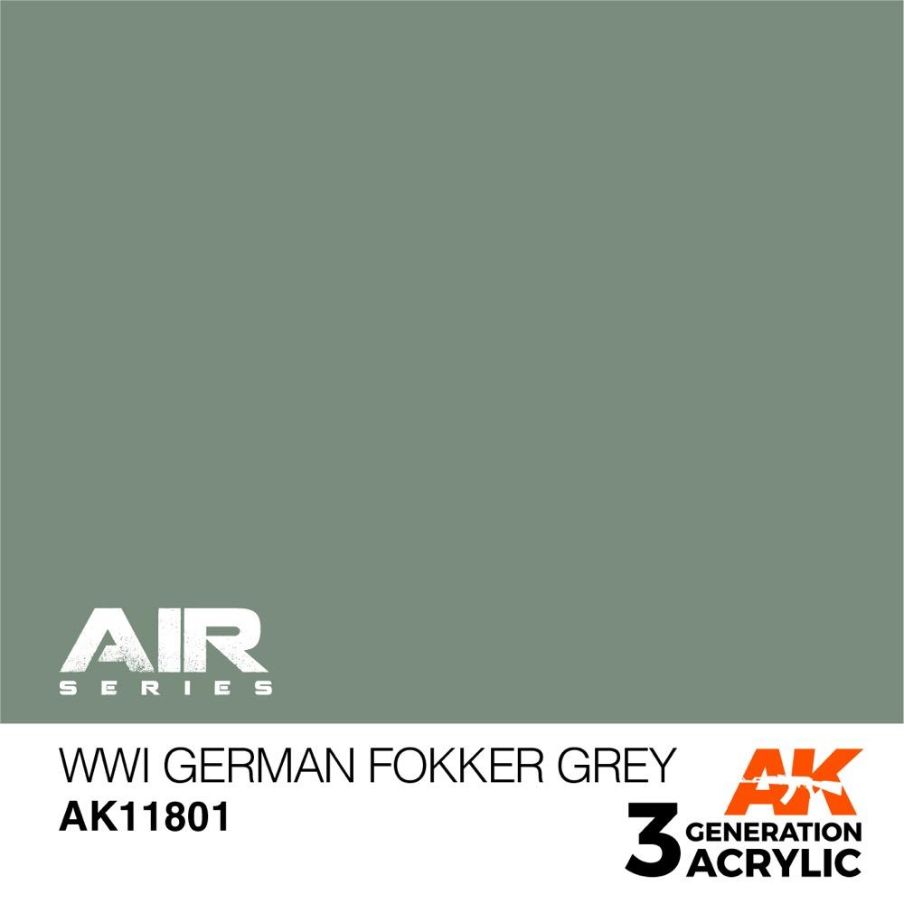 AK Interactive AK11801 Air Series WWI German Fokker Grey Acrylic Paint - 17ml Bottle - 3rd Generation Formula - Perfect for Model Kits & Miniature Painting