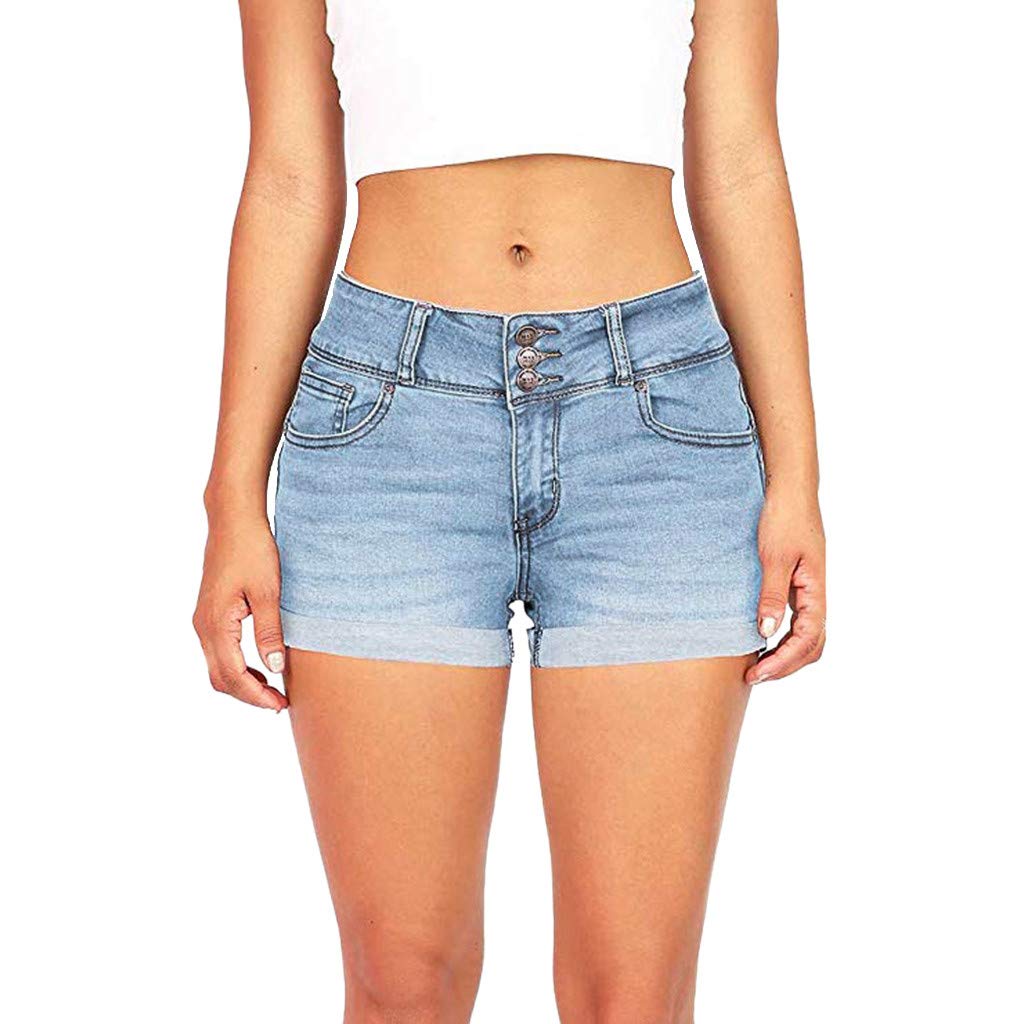 ZYNIC Women's High Waisted Ripped Denim Shorts - Stretchy Sexy Rolled Hem Jean Shorts for Summer | Perfect for Beach, Party & Casual Outfits