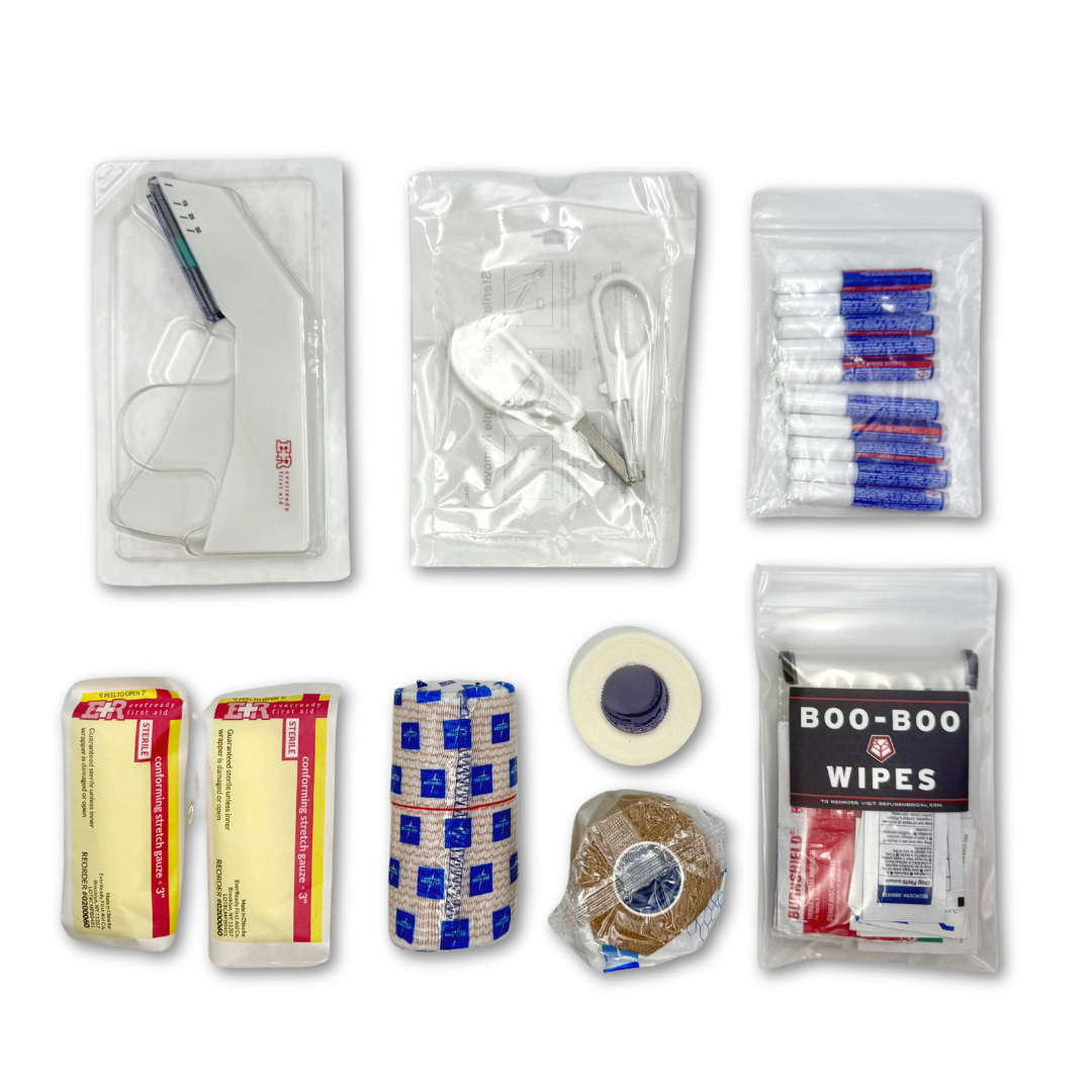 Premium Road Rash First Aid Kit for Motorcycle & Bicycle Riders - Essential Wound Care for Crashes, Scrapes & Abrasions - Perfect for Emergency Use, Travel & Outdoor Adventures