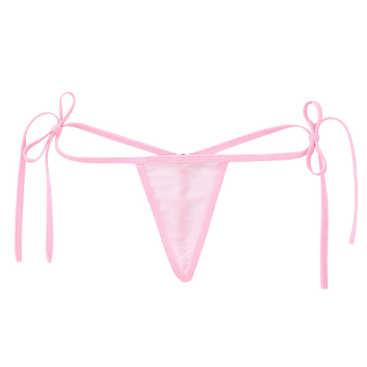 Sexy Women's Sheer Mesh Low Rise Lingerie Tie-Side G-String Thong T-Back Panties - Comfortable Invisible Underwear for Date Night, Boudoir & Sensual Wear