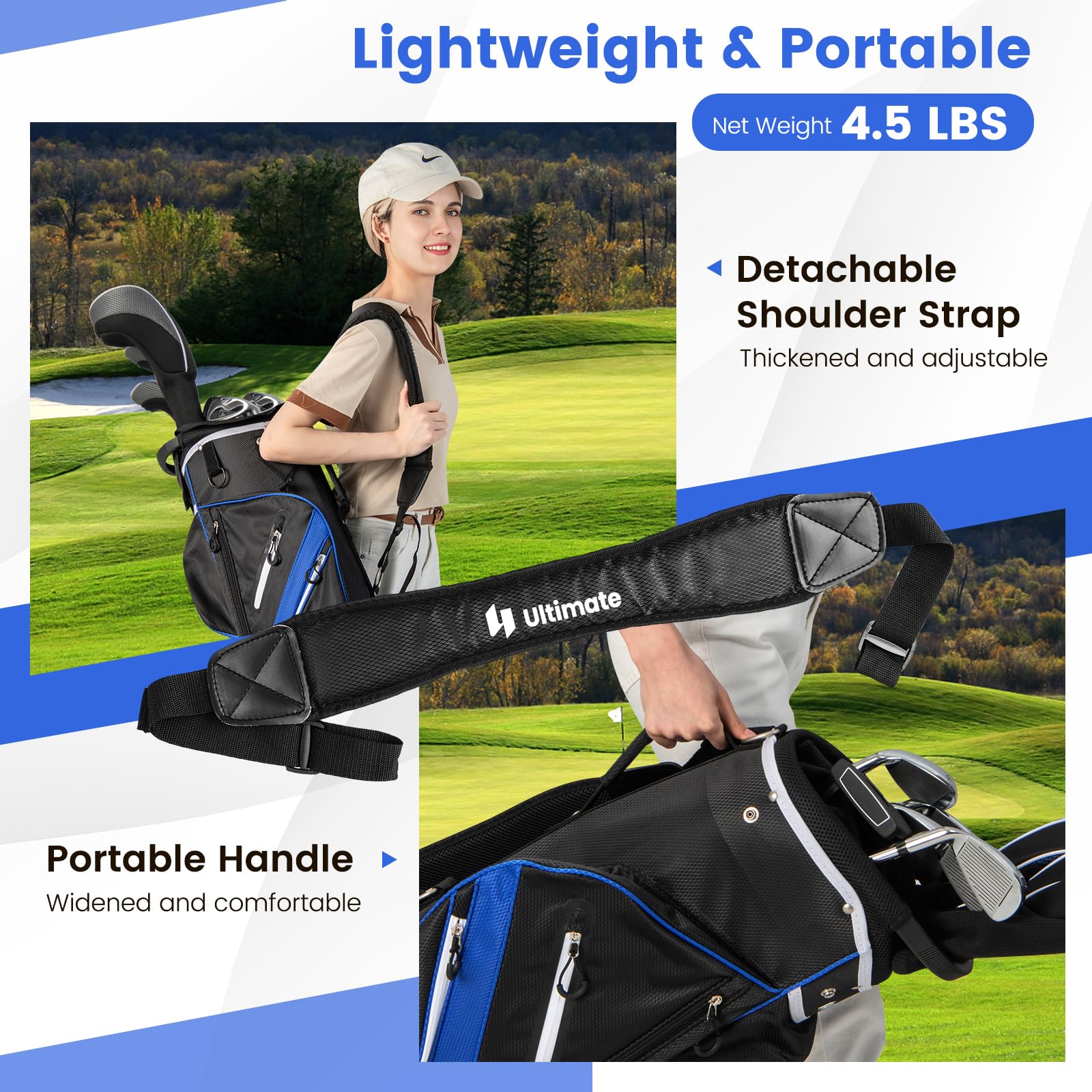 **Tangkula 14-Way Top Divider Golf Cart Bag - Lightweight Golf Club Bag with 9 Pockets, Cooler Compartment, Umbrella Holder & Rain Hood - Dual Strap for Men & Women - Perfect for Golf Courses & Travel**