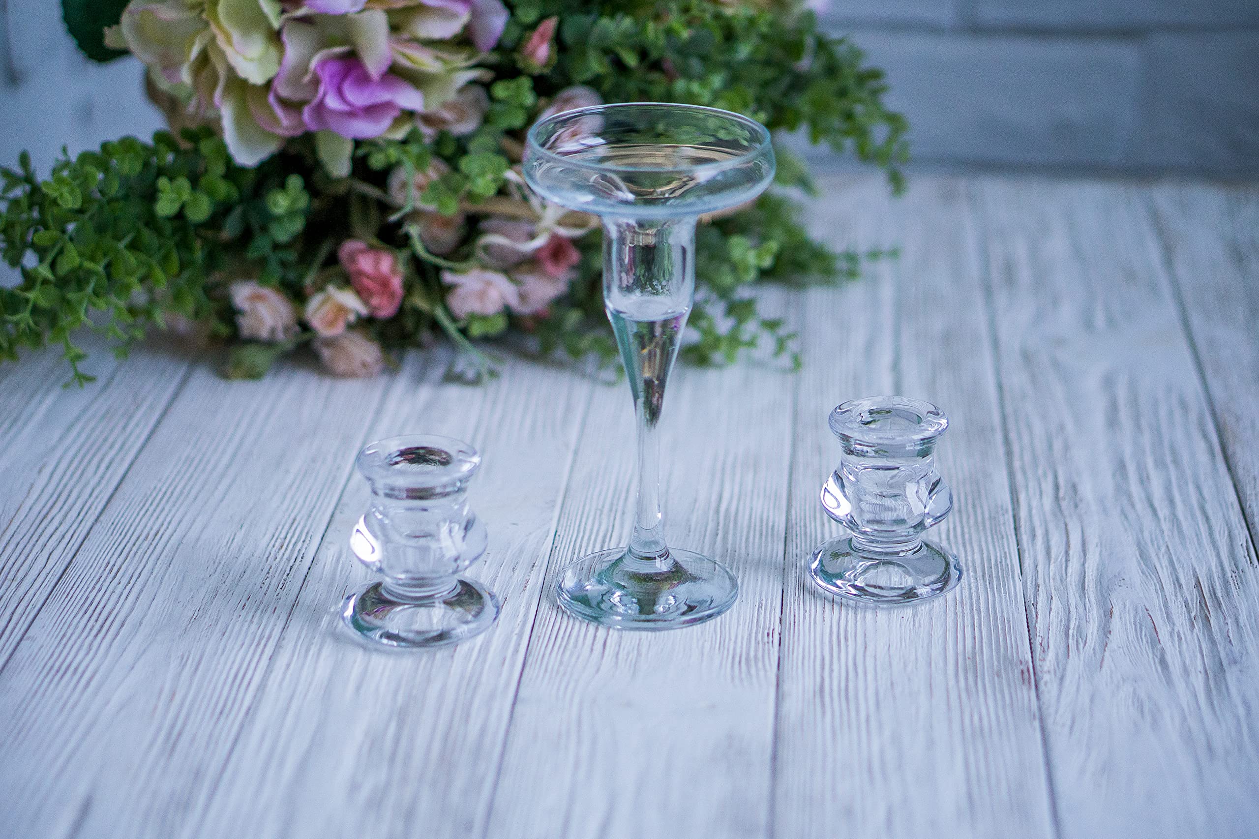 Elegant Unity Candle Holder Set for Wedding Ceremony - Glass Taper & Pillar Candle Holders - Custom Wedding Decor for Unity Ceremony & Romantic Home Decor