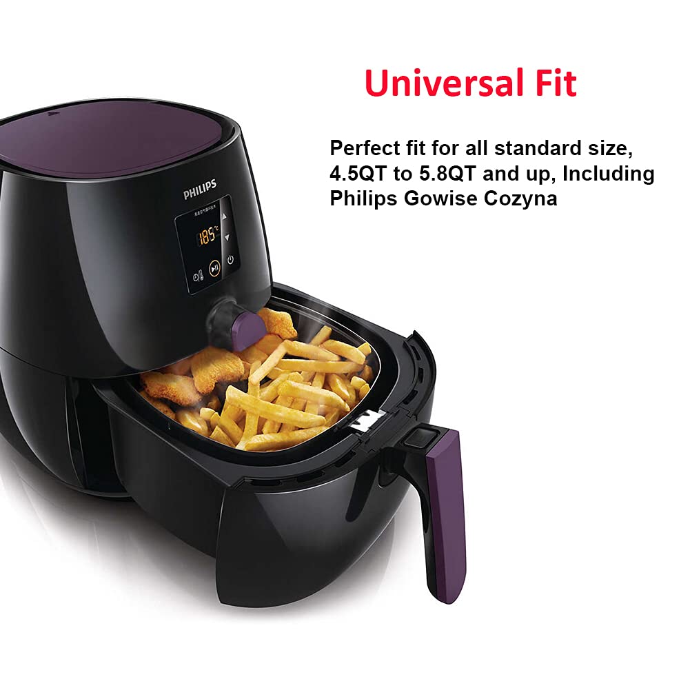 XL Air Fryer Rack Set of 2 - Double Layer Stackable Metal Holder with Skewers - Perfect for Cooking Chicken Wings, Vegetables & More in Air Fryer Oven