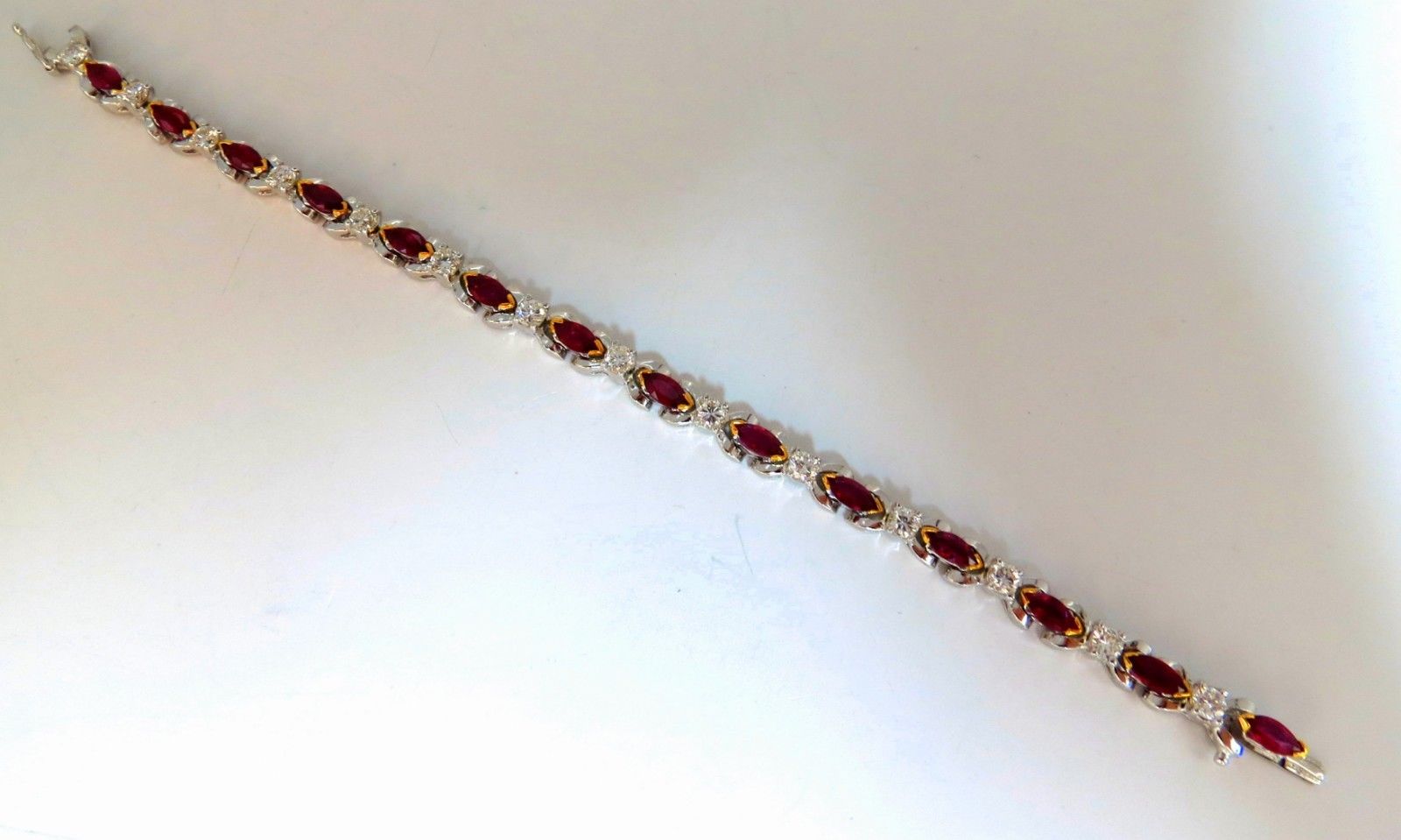 3.50ct Natural Ruby & 2.50ct Diamond Bracelet in 14K Gold - Elegant Jewelry for Women, Perfect for Weddings, Anniversaries & Special Occasions