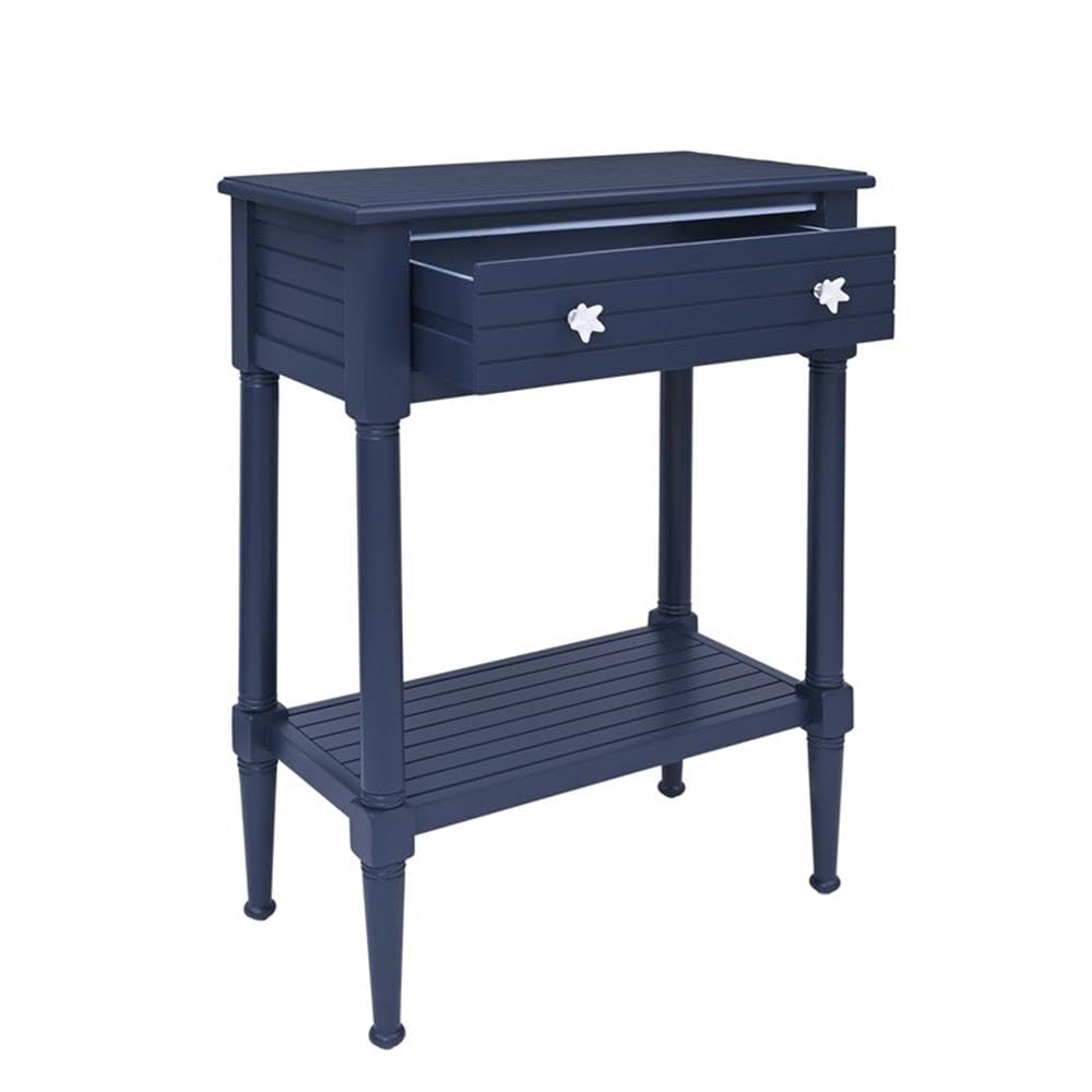 Linon Styers Wood Accent Starfish Coastal Side Table - Navy Blue End Table for Beach House Decor, Living Room, Bedroom & Patio Furniture