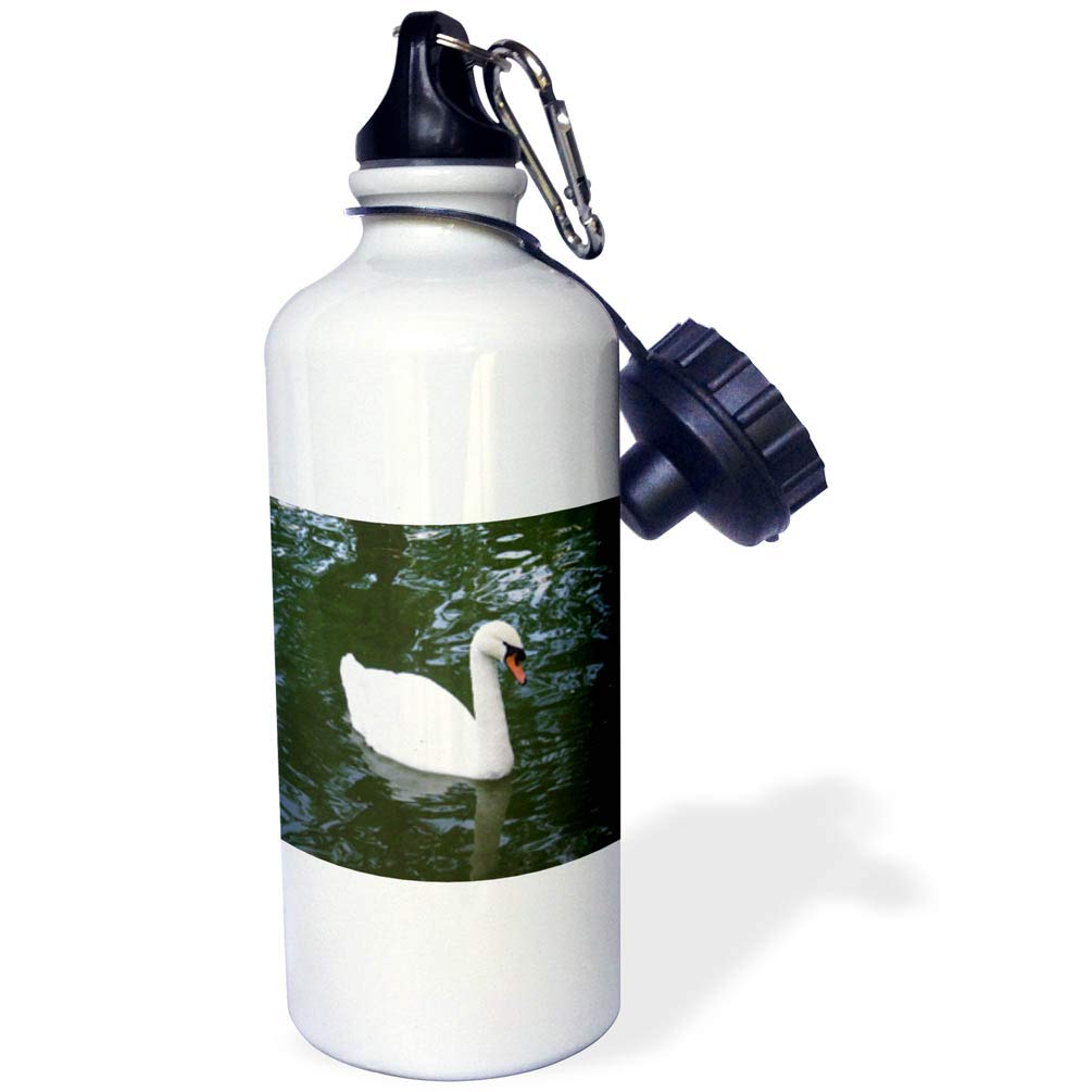 3D Rose Beautiful White Swan Sports Water Bottle - 21 oz Insulated Stainless Steel Water Bottle for Gym, Hiking & Outdoor Activities - Leak Proof & BPA Free - Perfect Gift for Athletes & Nature Lovers