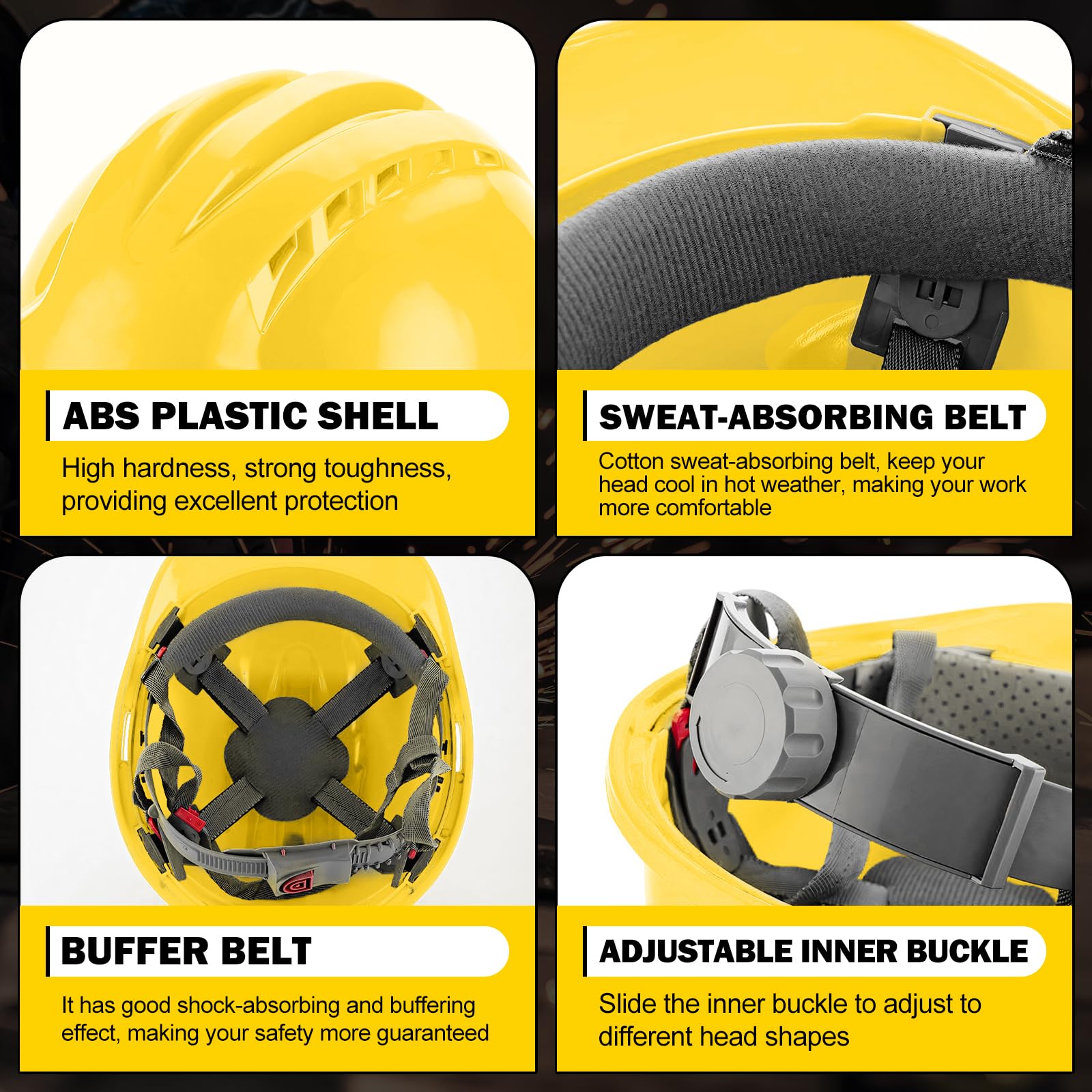Hard Hat Construction Helmet - ANSI Certified Safety Helmet for Men & Adults - Lightweight, Breathable & Durable for Outdoor Work, Climbing & Labor Protection - Ideal for Construction Workers, Roofers & Industrial Safety