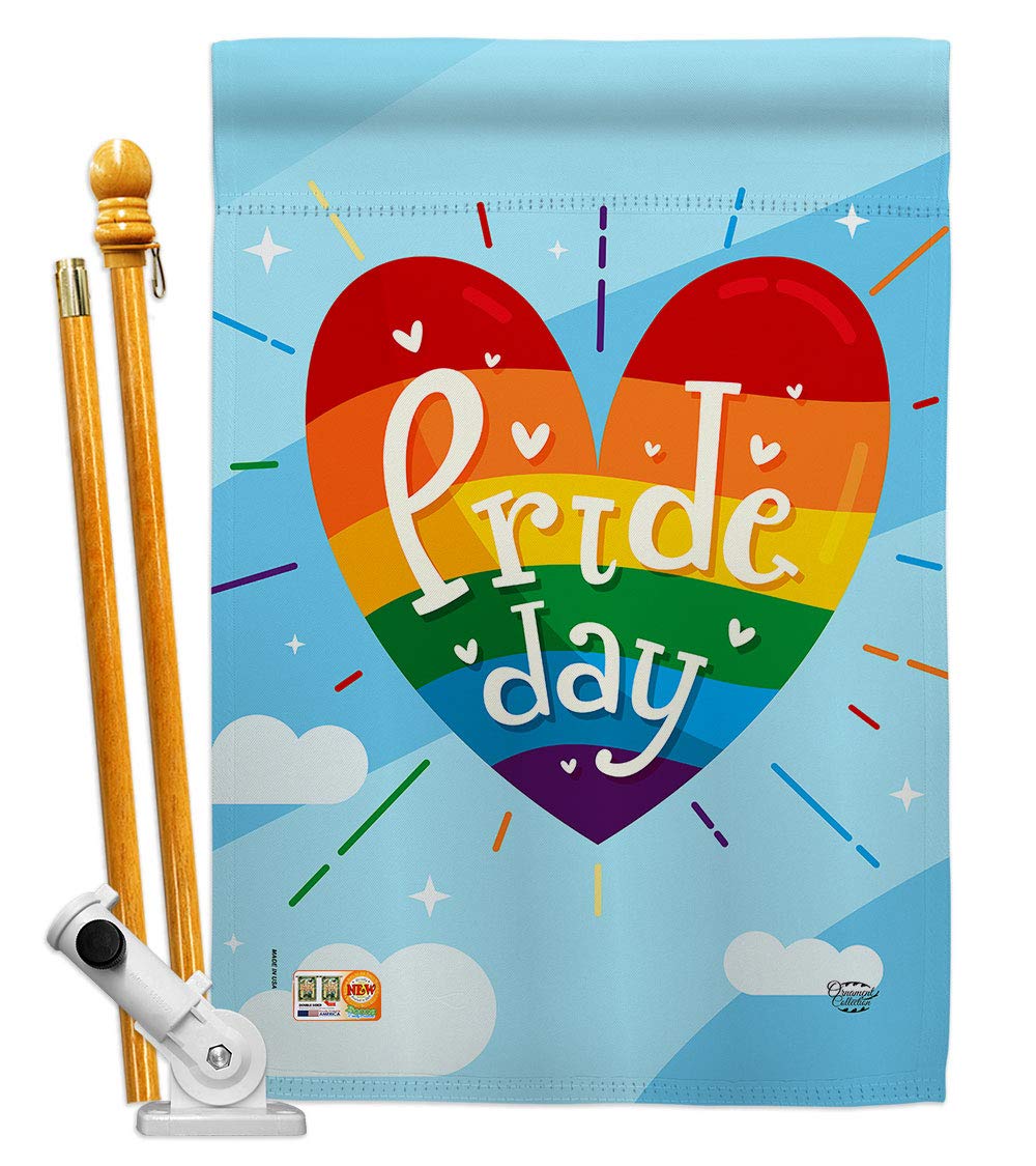 Rainbow Pride Flag Set - LGBT Gay Bisexual Pansexual Inclusive House & Yard Banner - 28x40 Inch Decorative Gift - Made in USA - Perfect for Pride Month, LGBTQ+ Events & Ally Support