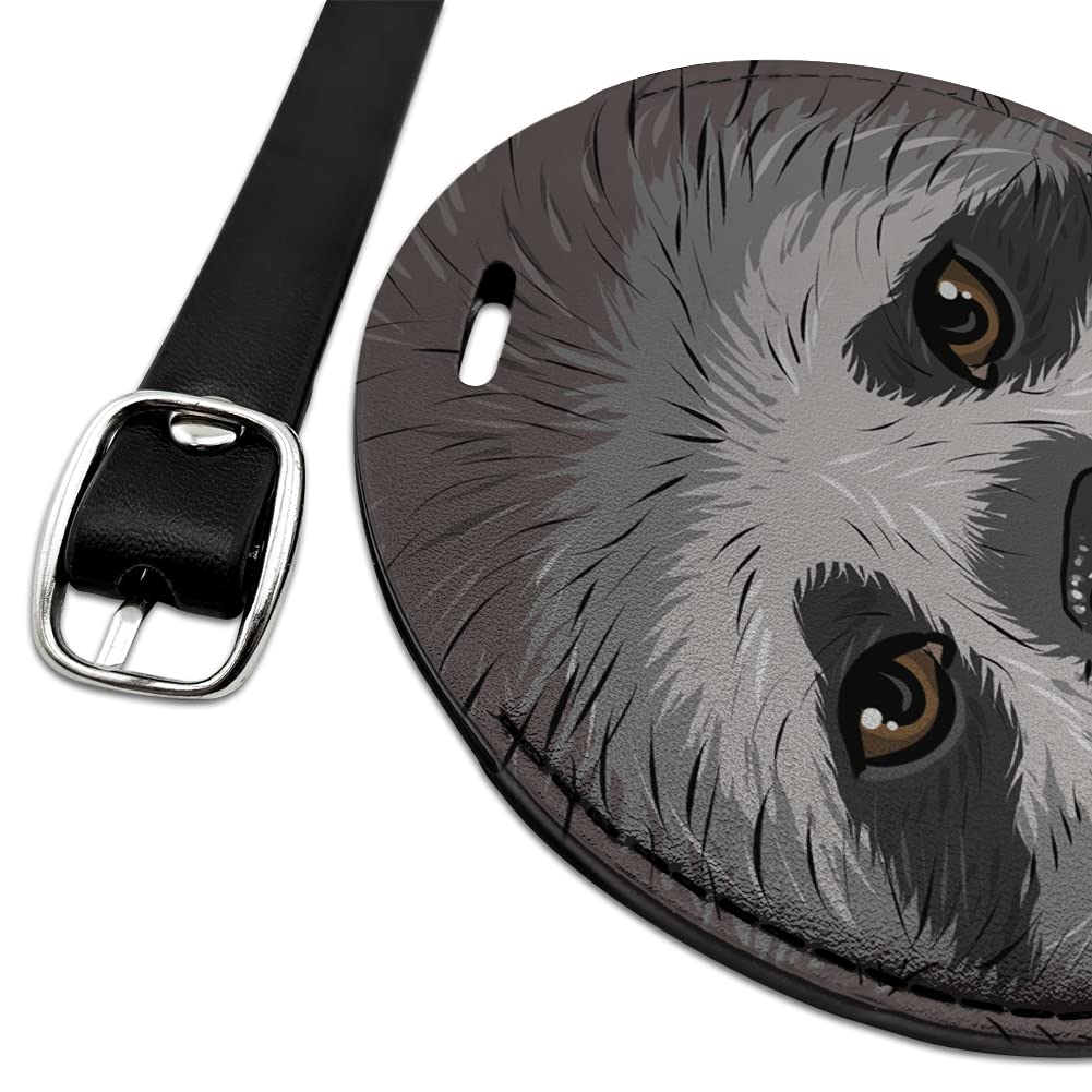 Stylish Sloth Face Round Leather Luggage Tag - Durable Suitcase ID Card Holder for Carry-On Bags | Perfect for Travel, Backpacks & Suitcase Identification