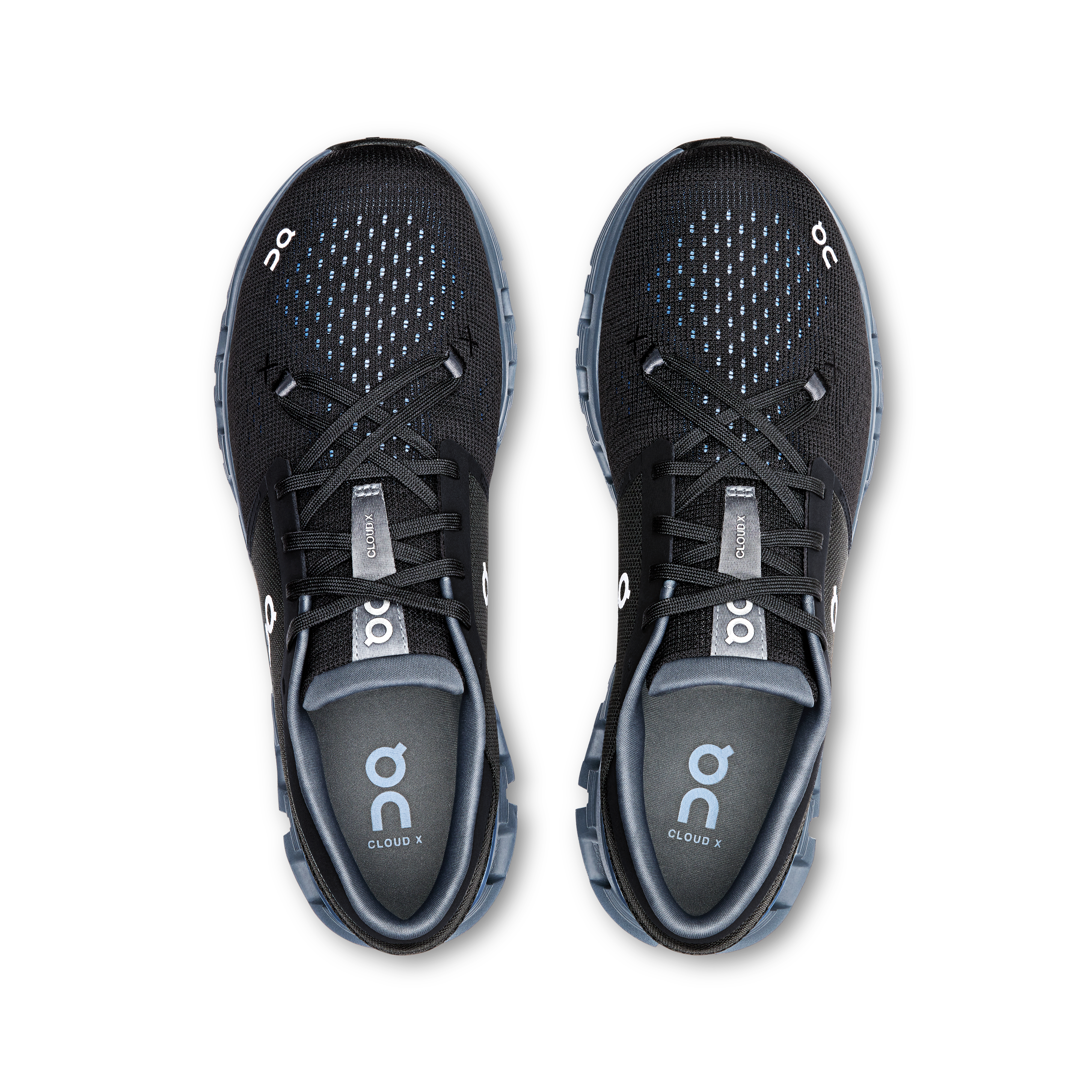 On Running Men's Cloud X 4 Running Shoes - Lightweight & Breathable for Training & Gym Workouts - Black/Chambray Color - Perfect for Jogging, Fitness & Active Lifestyle
