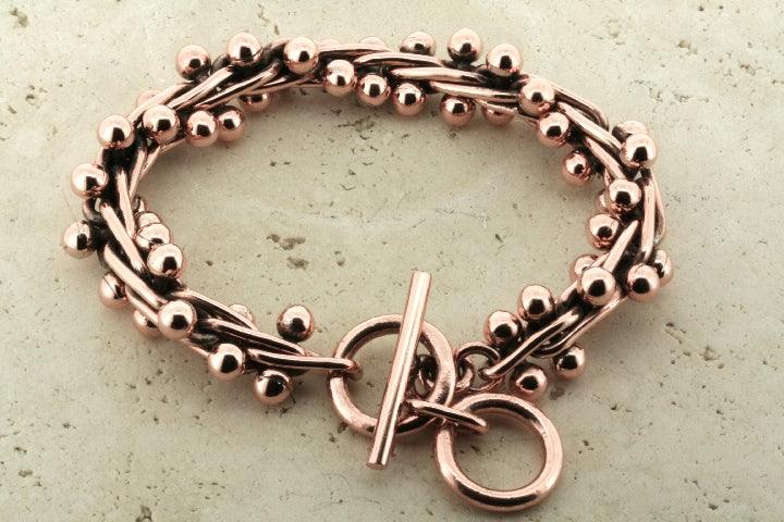 Copper Beaded Link Rope Bracelet for Women - Trendy Boho Jewelry for Casual Wear & Layering