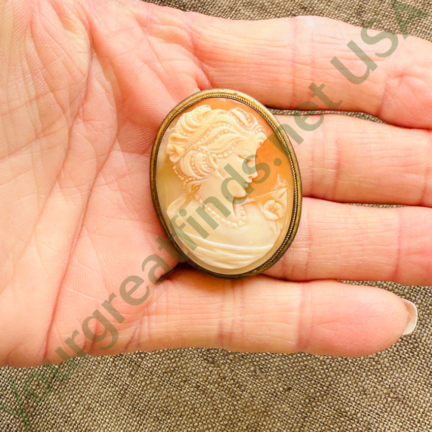 Vintage Hand Carved Shell Cameo Pin Pendant - Elegant Brooch & Necklace for Women, Antique Jewelry Gift for Collectors (Perfect for Weddings, Parties & Vintage Fashion)