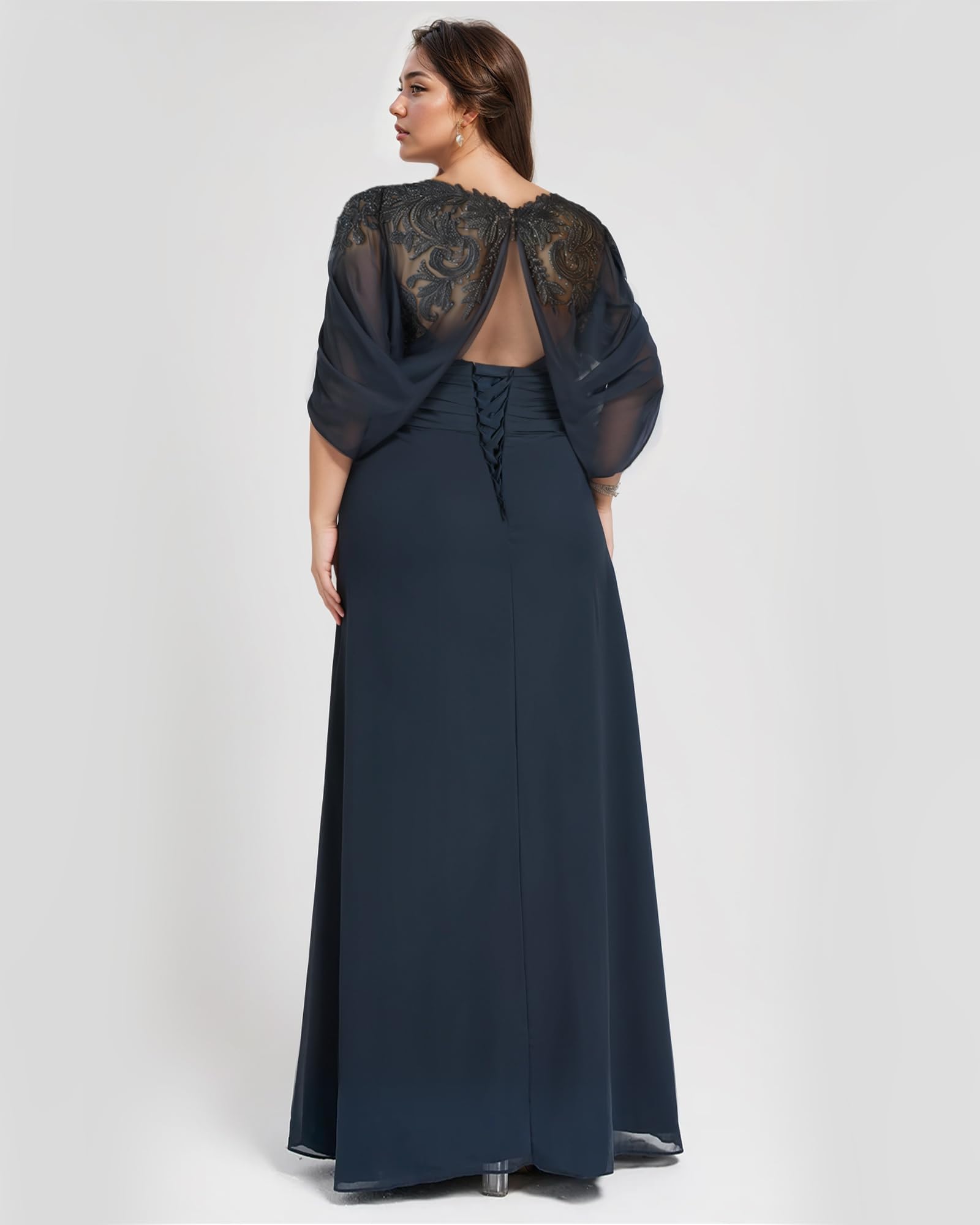 Elegant JAEDEN Mother of The Bride Dress - Long Lace Groom's Mother Dress with Pleated Chiffon for 2025 Weddings | Perfect for Formal Ceremonies, Receptions & Special Occasions