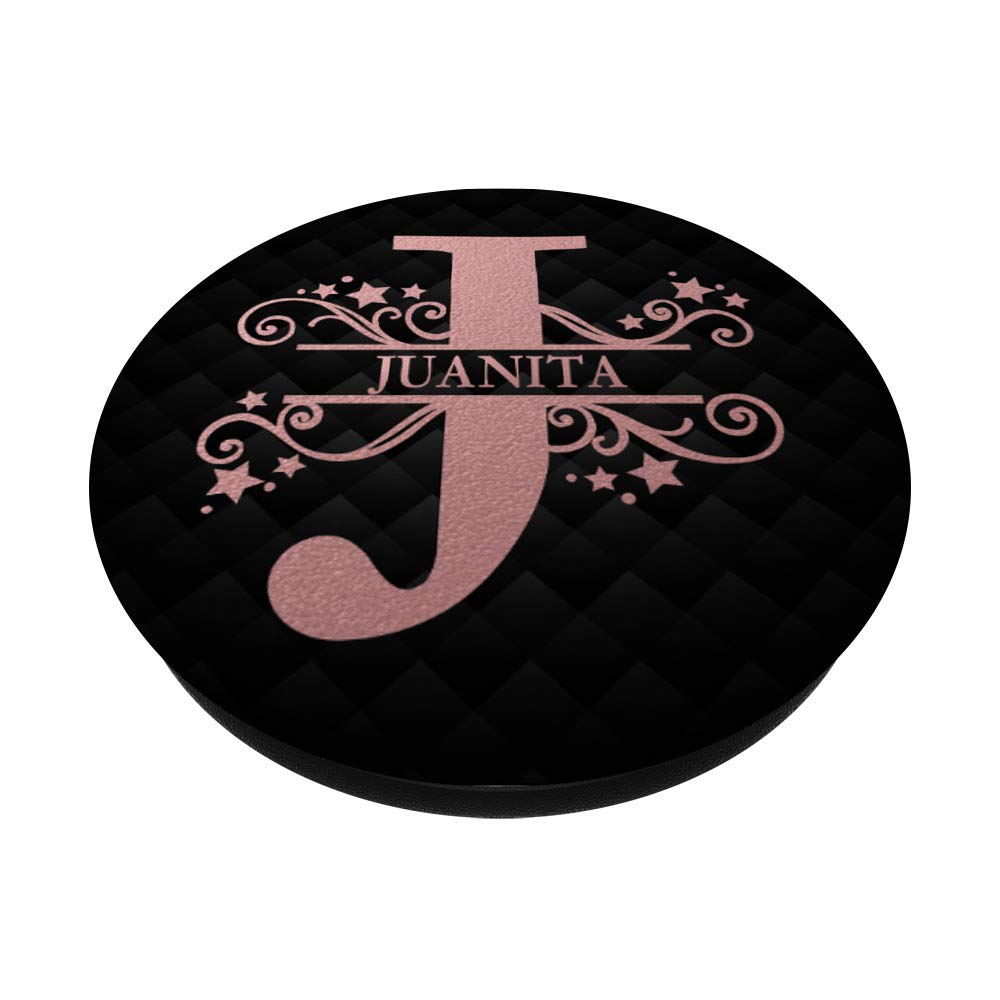 Letter J Juanita Rose Pink Swirls Stars Monogram Initial Necklace - Perfect for Birthdays, Anniversaries & Personalized Gifts