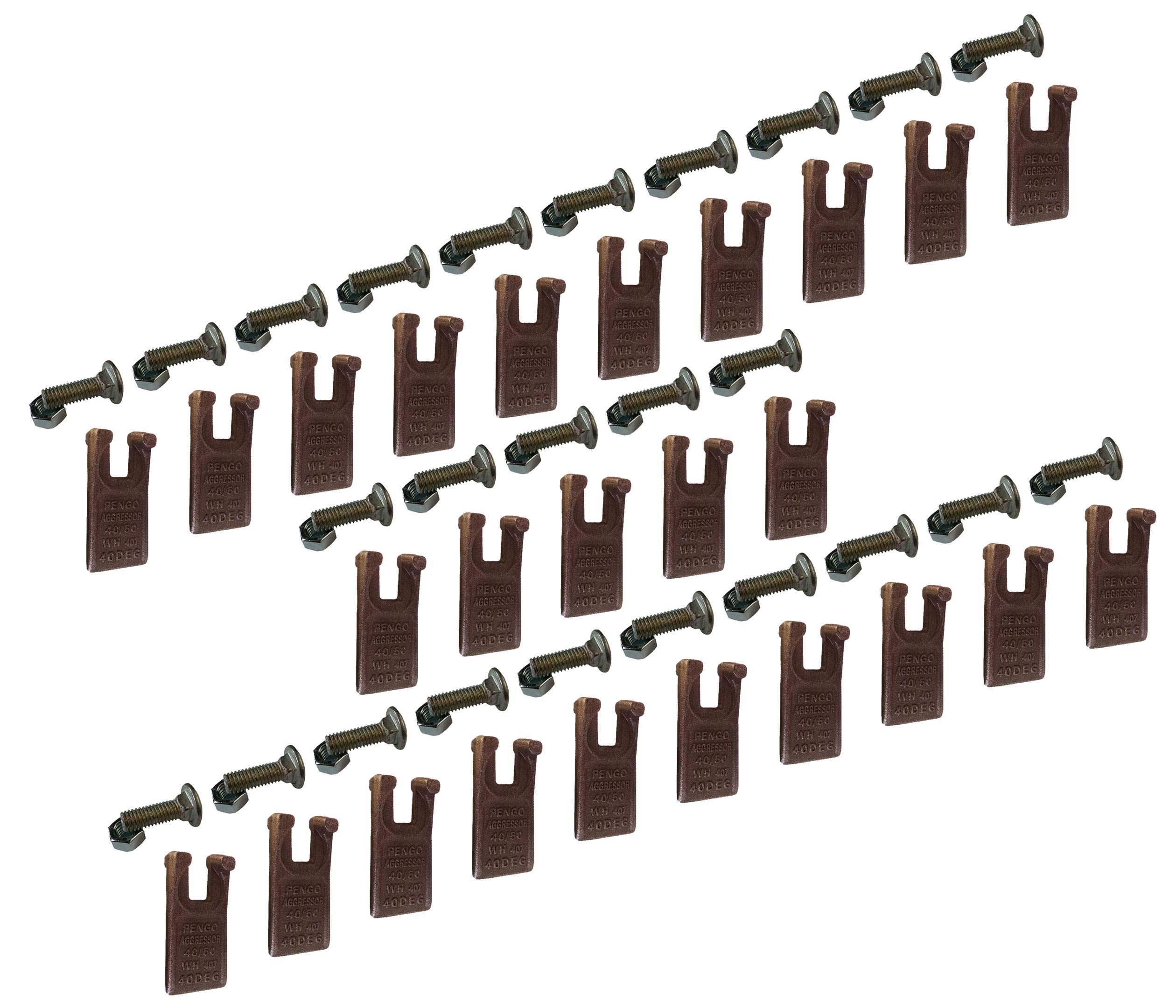 Pengo 40/50 Degree Auger Teeth with Hardware Kit (25-Pack) - Compatible with Pengo Aggressor Augers for Excavation & Trenching - Durable Replacement Parts for Construction & Landscaping
