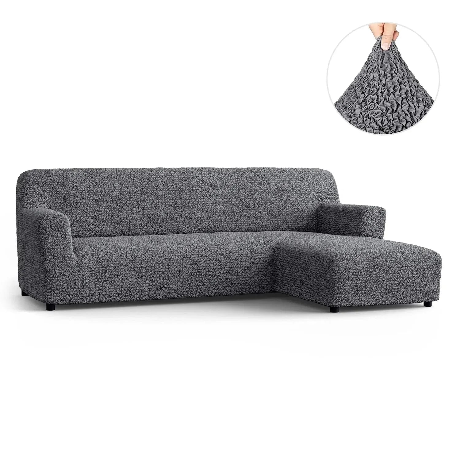 L Shaped Sofa Slipcover with Right Chaise - Premium Microfiber Stretchable Furniture Protector for Living Room, Sectional Couch Cover - Easy Wash & Anti-Slip Design for Home Decor