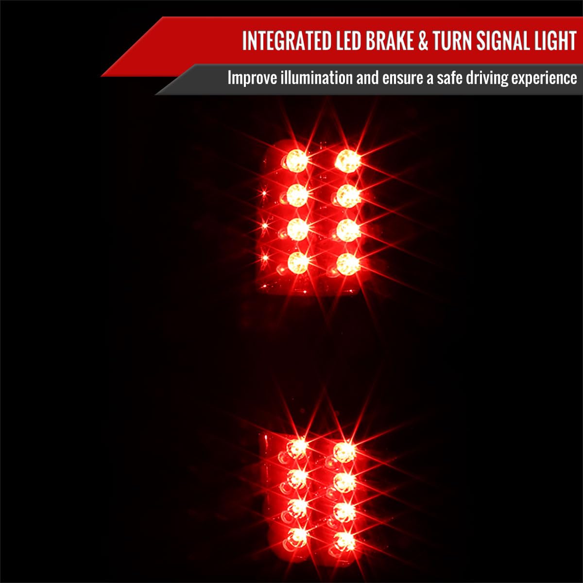 2007-2012 Pickup Truck LED Tail Lights - Glossy Black Smoke Lens - High Visibility Brake Lamps - Perfect for Night Driving & Off-Road Adventures