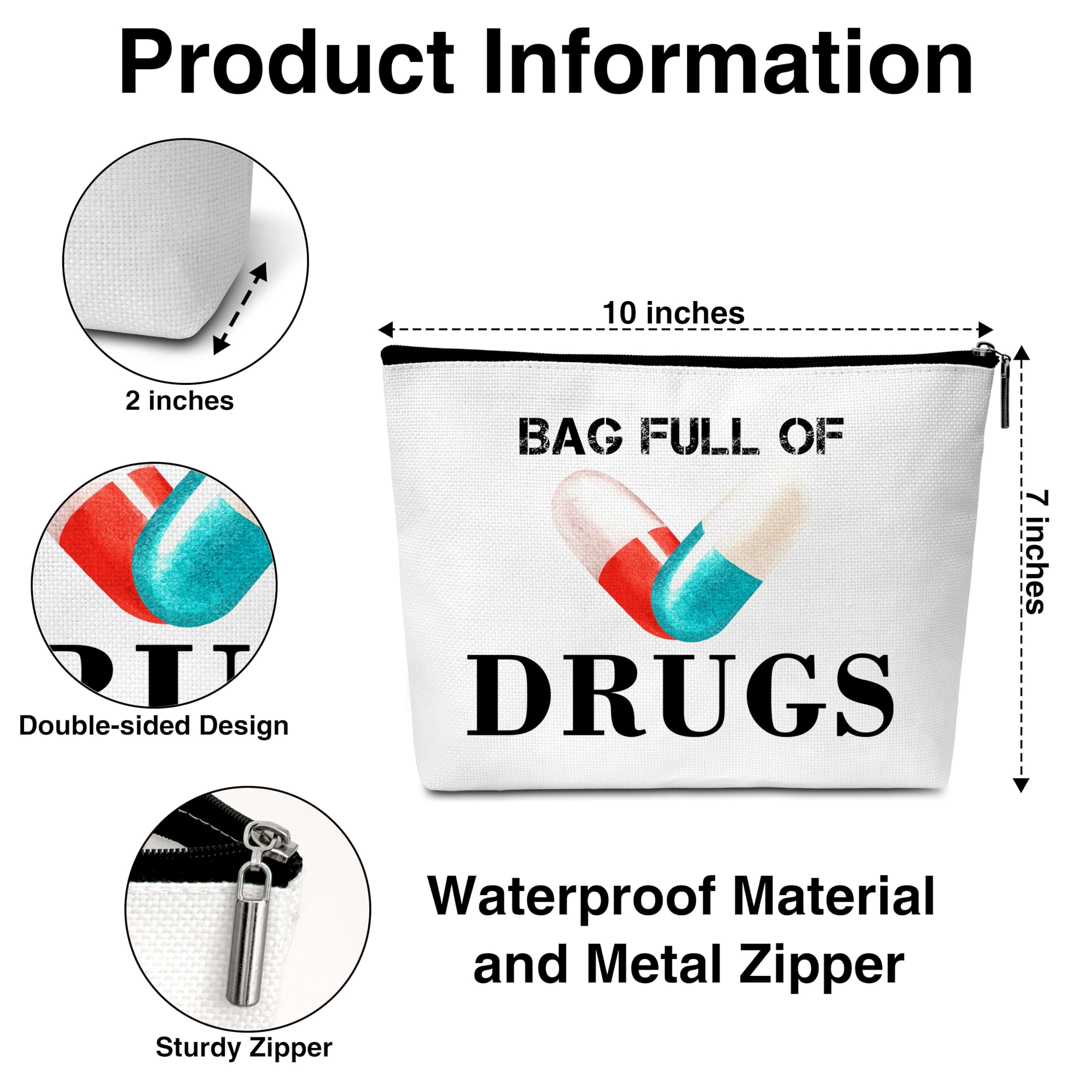 Funny Nurse Makeup Bag for Women - Medicine Pouch & Pill Storage - Perfect for Work & Travel