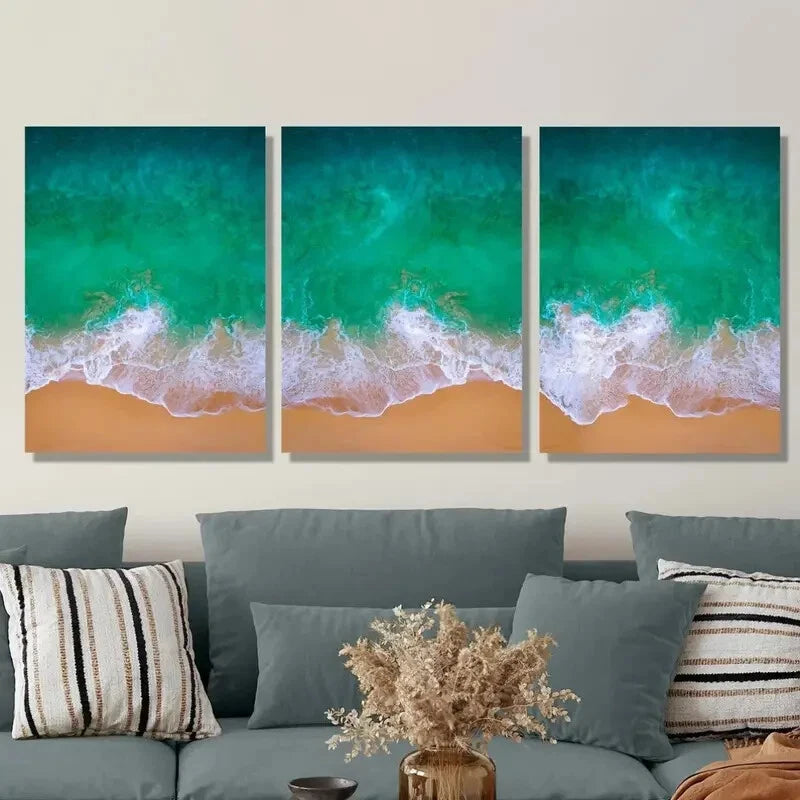 3-Piece Ocean Waves Canvas Wall Art Set - Framed 40x60cm High Quality Print | 100% Australian Made | Ready to Hang | Perfect for Living Room, Bedroom & Office Decor