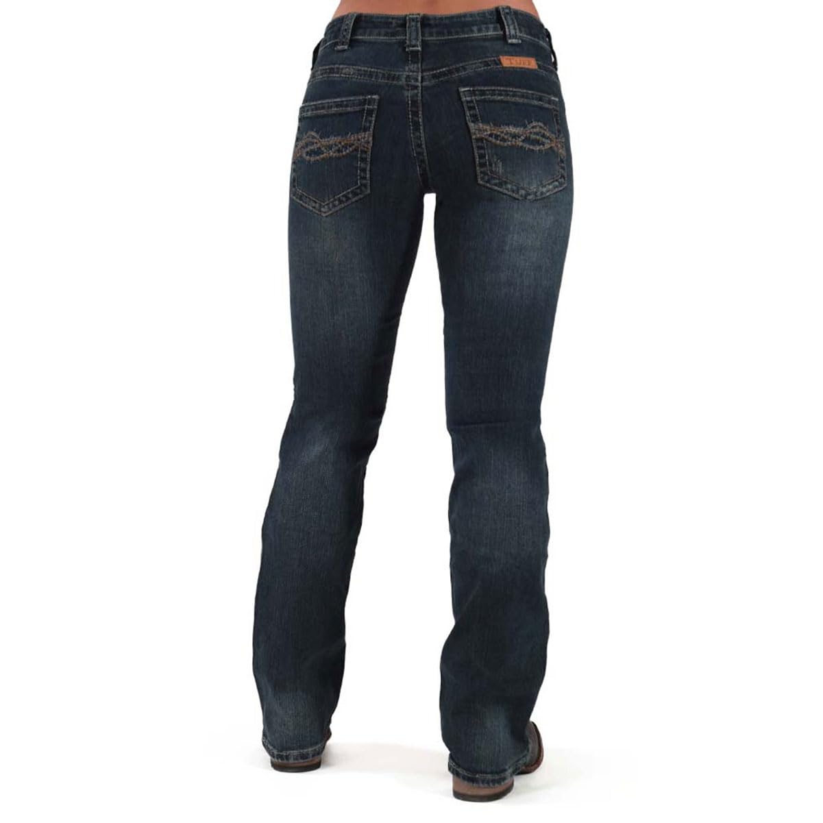 Cowgirl Tuff Women's Dark Wash Denim Jeans - High Waisted Bootcut Jeans for Western Riding & Casual Wear | Indigo Blue Don't Fence Me In Style
