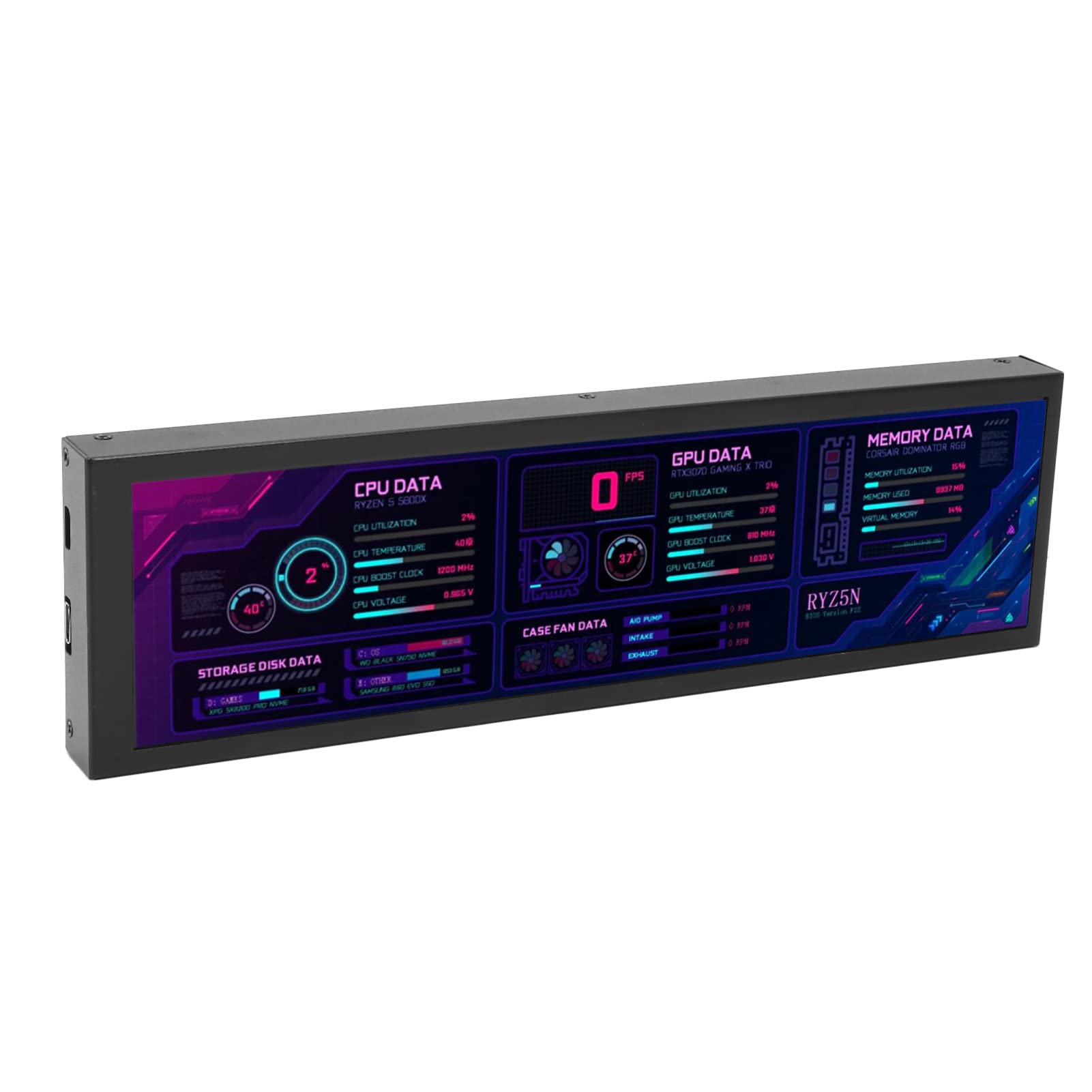8.8 Inch IPS Computer Temperature Monitor - Energy Saving CPU/GPU Temp Display for Desktop PC (Black) | Perfect for Gaming Rigs, Workstations & Home Office Setups