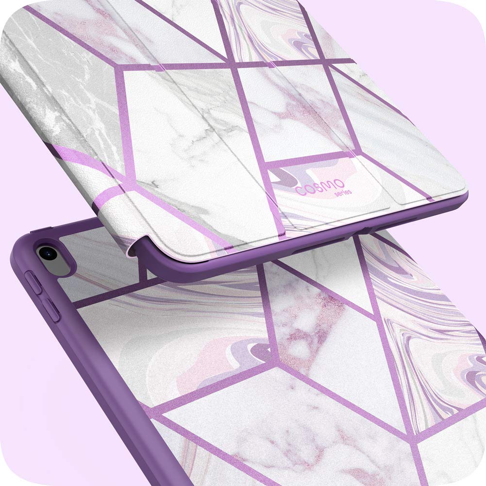 i-Blason Cosmo Case for iPad Air 3 (10.5 inch 2019 3rd Gen) & iPad Pro 10.5 (2017) - Trifold Stand Protective Cover with Built-in Screen Protector, Pencil Holder & Auto Sleep/Wake - Perfect for Work, Travel & School (Amethyst Purple)