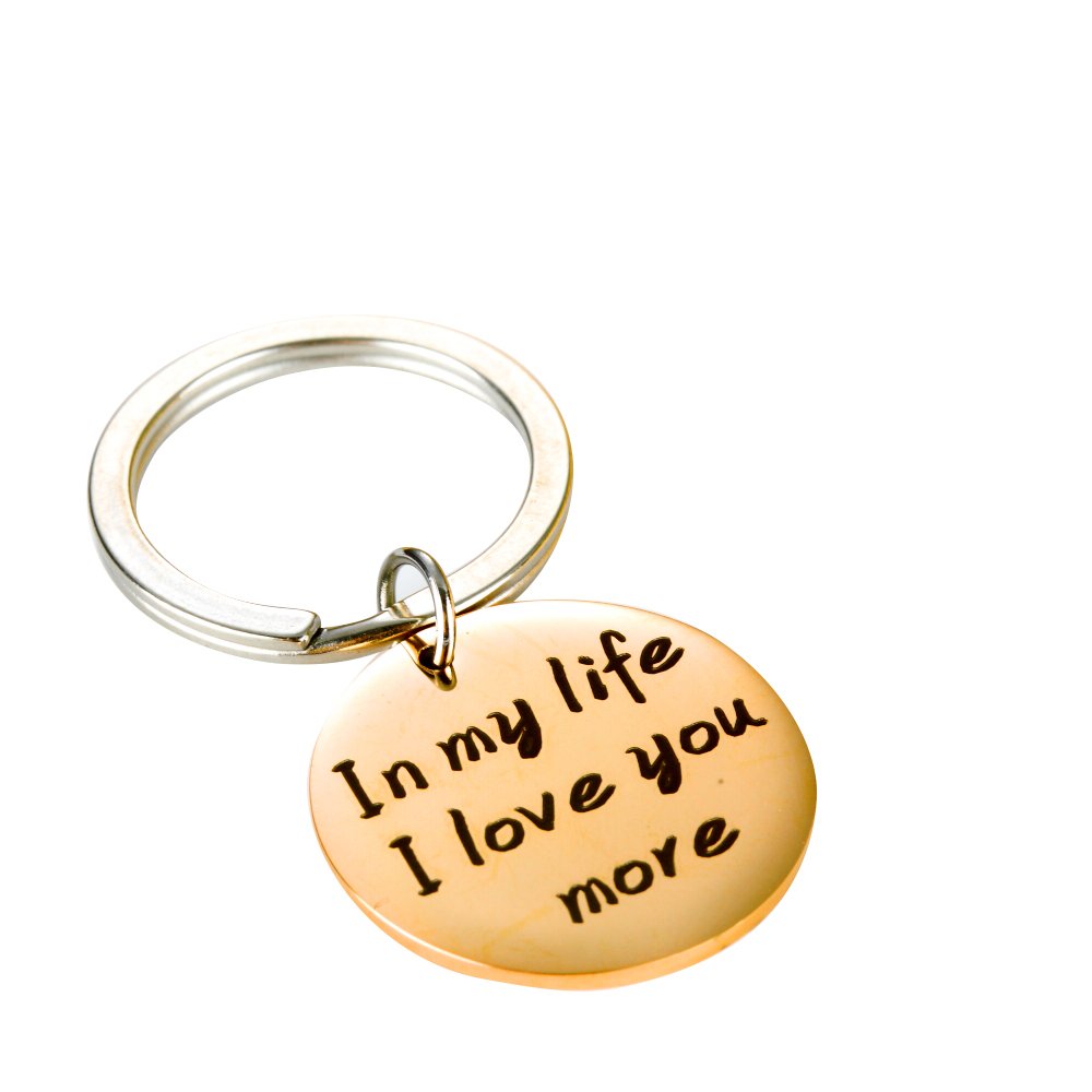 Meiligo Couples Keychain - 'In My Life I Love You More' Romantic Gift for Boyfriend Girlfriend | Anniversary, Valentine's Day Present for Him Her