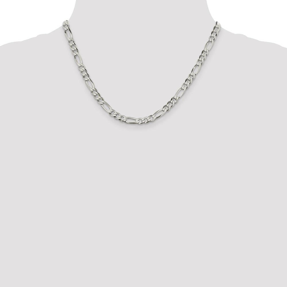 5.5mm Sterling Silver Figaro Chain Necklace for Men & Women - Elegant & Durable