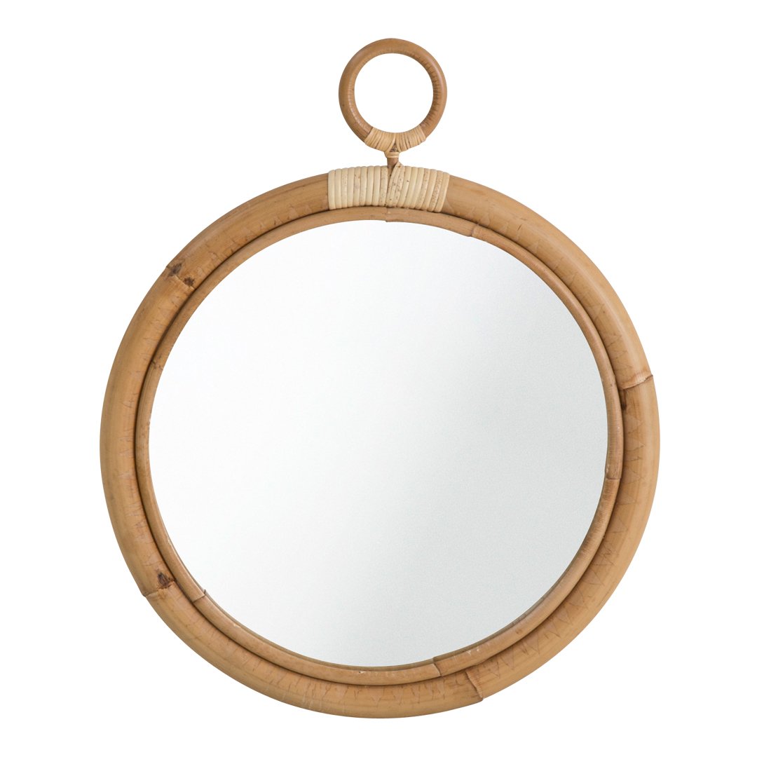 Sika Design Ella Mirror - Modern Round Wall Mirror for Home Decor, Living Room, Bedroom & Bathroom - Stylish Scandinavian Design with Wooden Frame