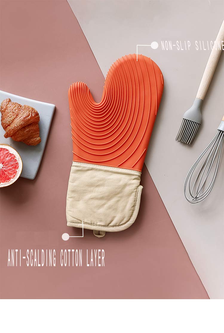 Heat Resistant Silicone Oven Gloves - Anti-Scalding Microwave & Baking Mitts for Kitchen, BBQ, Grilling (Lake Blue) - Perfect for Baking, Cooking & Food Handling