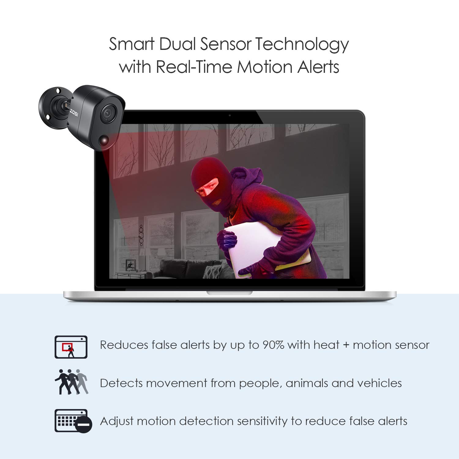 ZOSI 8CH 1080p Outdoor Security Camera System with 1TB HDD - H.265+ CCTV DVR Recorder & 4 Weatherproof Night Vision Cameras with PIR Motion Detection - Ideal for Home, Business & Property Surveillance
