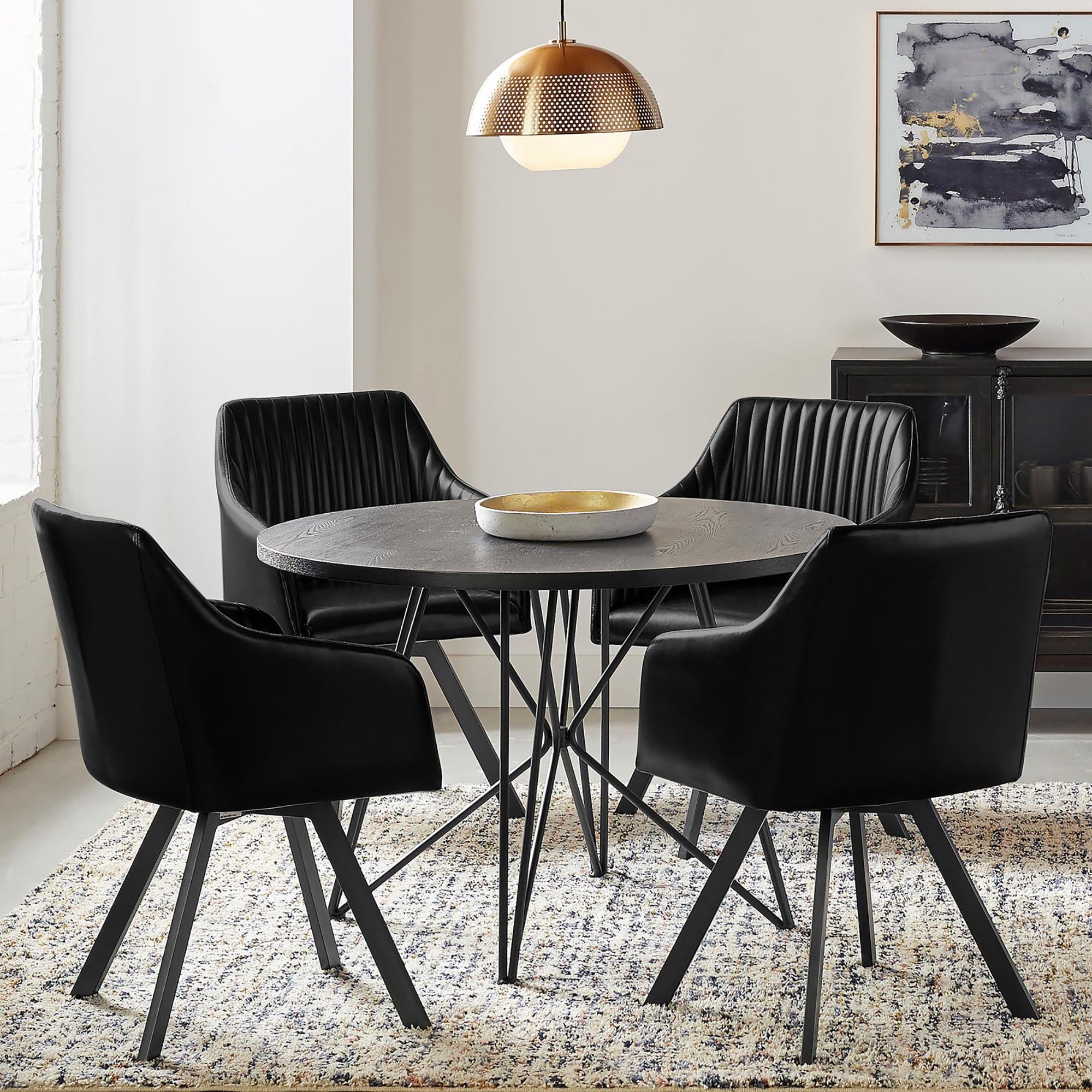 Black Channeled Sloped Arm Swivel Chair - Ergonomic Office Chair with 360-Degree Rotation - Perfect for Home Office, Gaming, and Conference Rooms