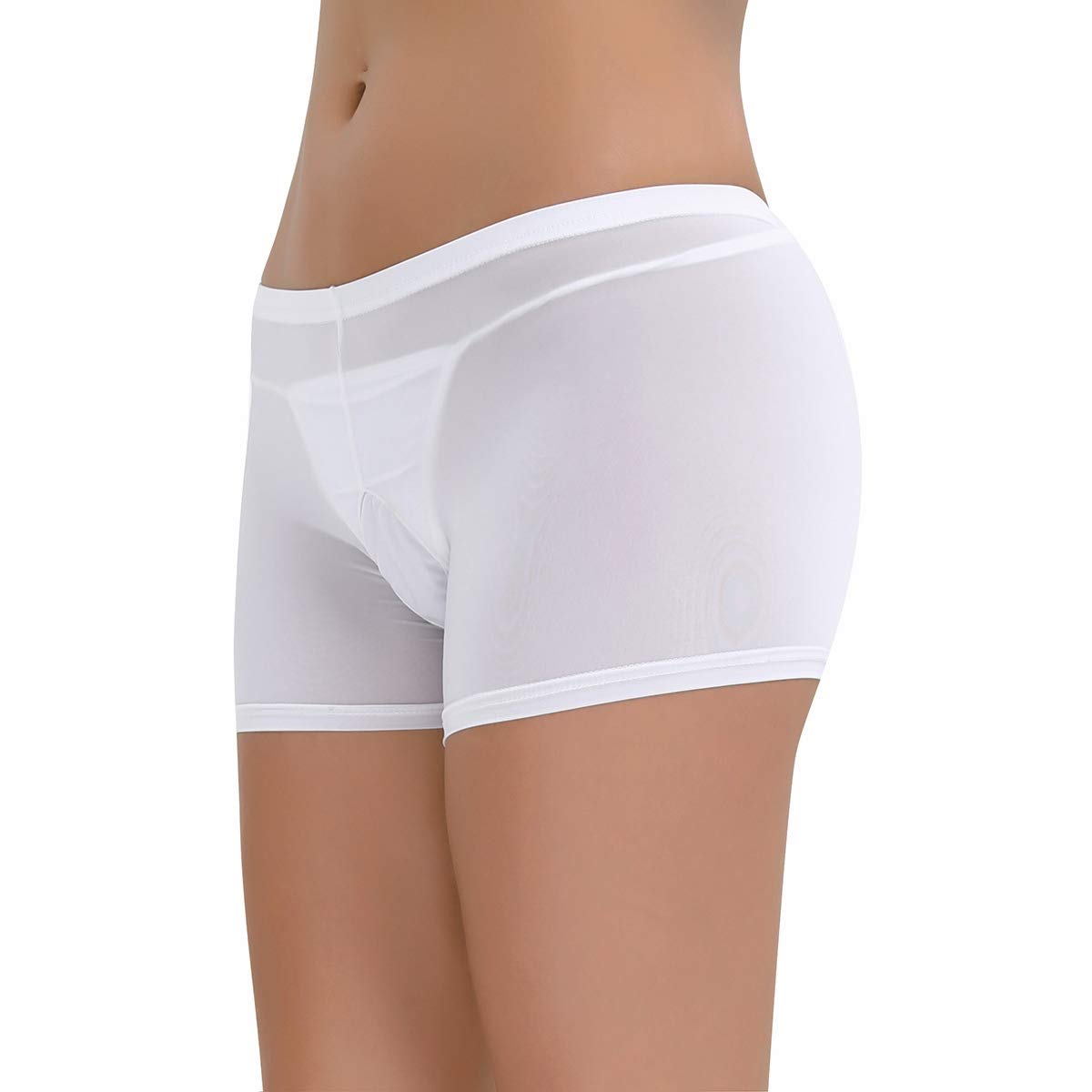 Sexy Sheer Mesh Women's Boy Shorts - Stretchy Lace Panties & Underwear for Comfort & Style - Perfect for Sleepwear, Lingerie, and Intimate Moments