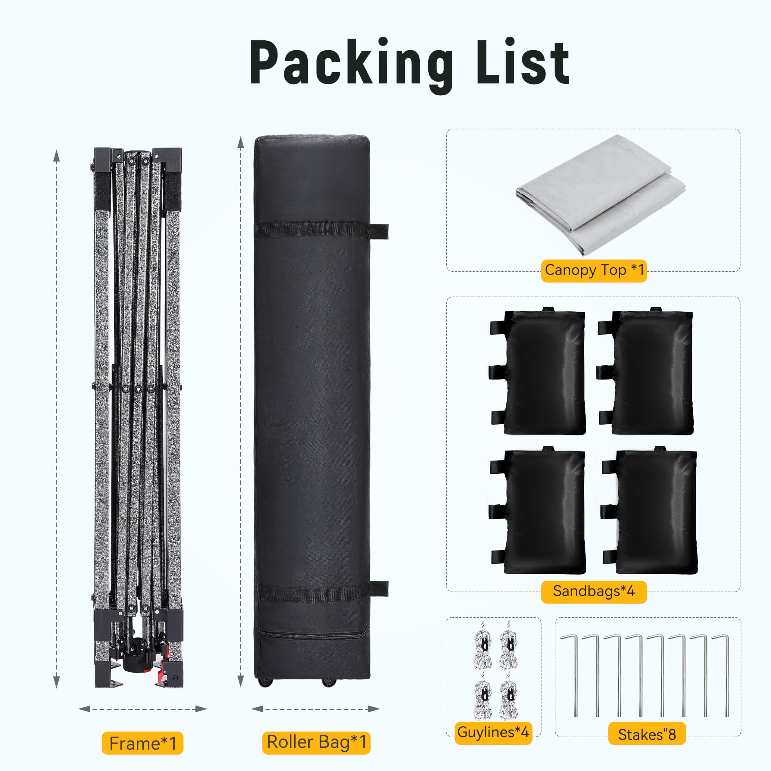 10x10 Pop Up Canopy Tent - Easy 1-Person Setup with Roller Bag, 3 Adjustable Heights, 4 Sandbags & 8 Stakes - Waterproof & UPF50+ Sun Protection - Perfect for Outdoor Parties, Beach Events, Camping & Backyard Gatherings