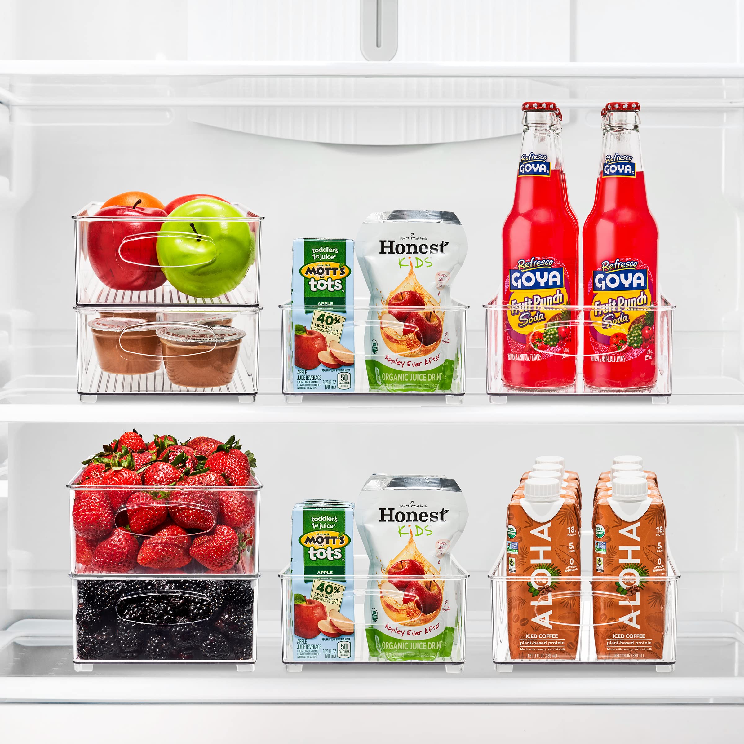 Sorbus Stackable Refrigerator Organizer Bins - Clear Plastic Storage Containers for Kitchen Pantry, Freezer & Fridge Organization - Food Storage Bins with Handles for Countertops & Drawers (2 Pack) - Perfect for Meal Prep, Leftovers & Small Appliance Storage