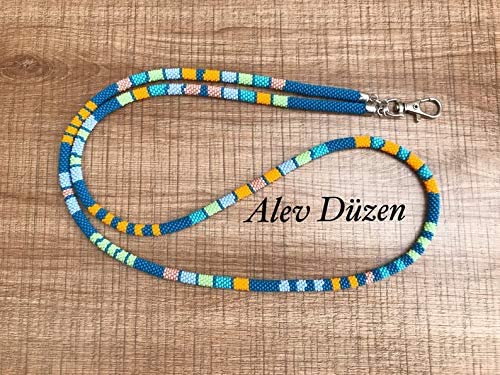 Beaded Lanyard with ID Holder for Women - Stylish Teacher Nurse Badge Holder, African Beaded Design - Perfect for Work, Conferences, and Events