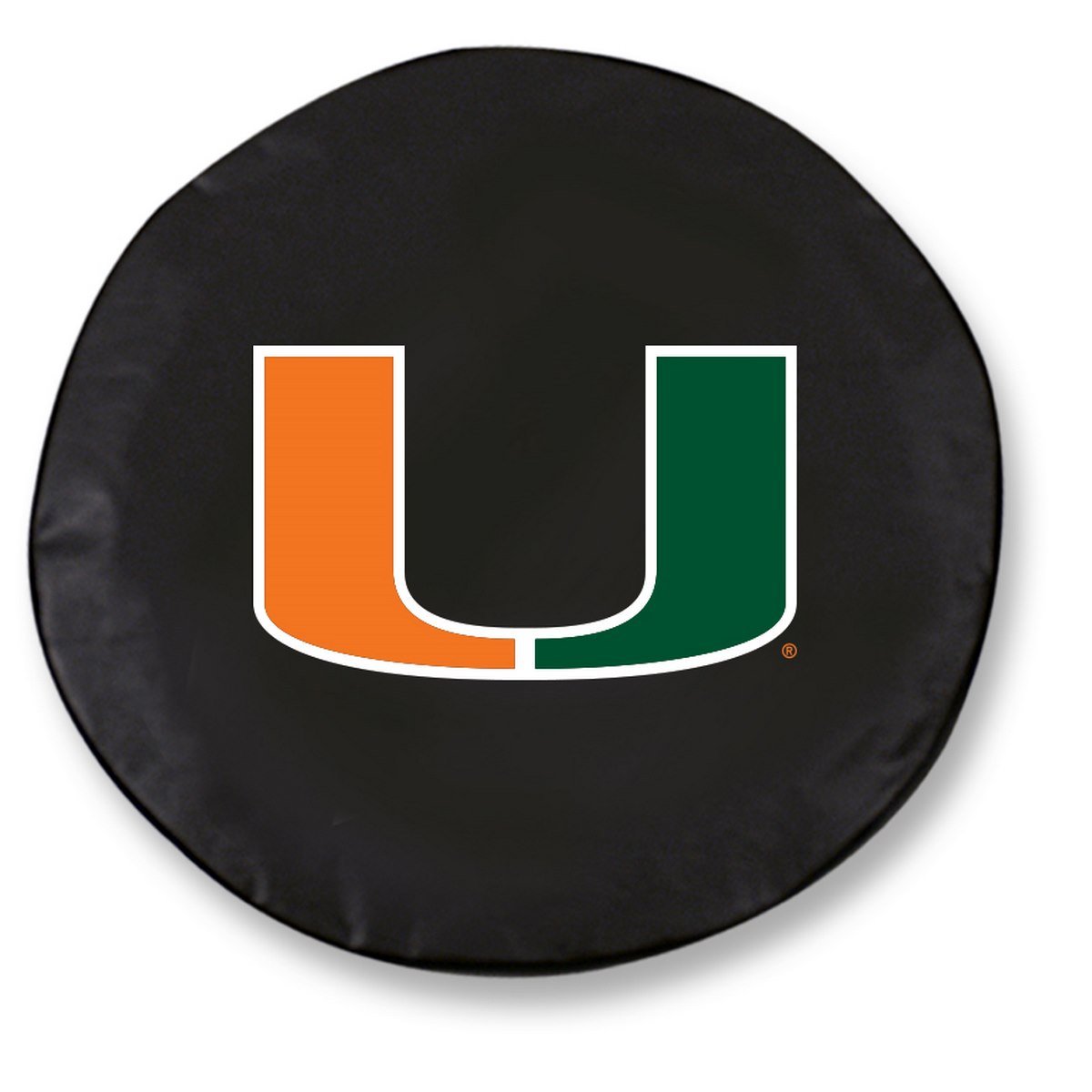 Holland Bar Stool Co. Miami Hurricanes HBS Black Vinyl Fitted Spare Car Tire Cover - Waterproof & UV Resistant for Trucks, SUVs, Jeeps - Perfect for Tailgating, Camping & Outdoor Adventures